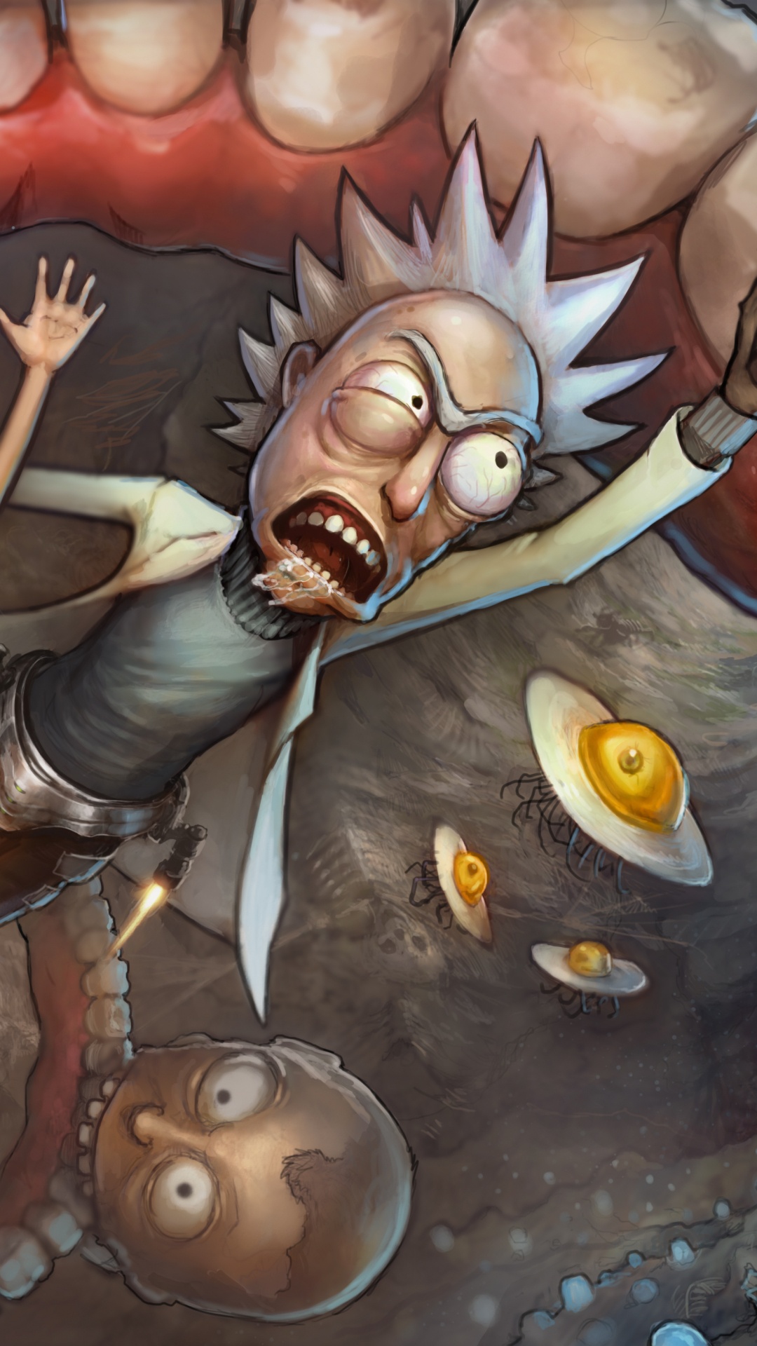 Обои Рик Санчез, Морти Смит, Взрослых Плавать, мультфильм, арт в разрешении 1080x1920