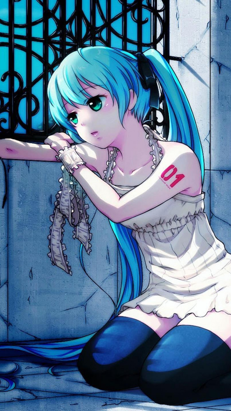 Обои Хацунэ Мику, аниме, мультфильм, синий, мультик в разрешении 750x1334