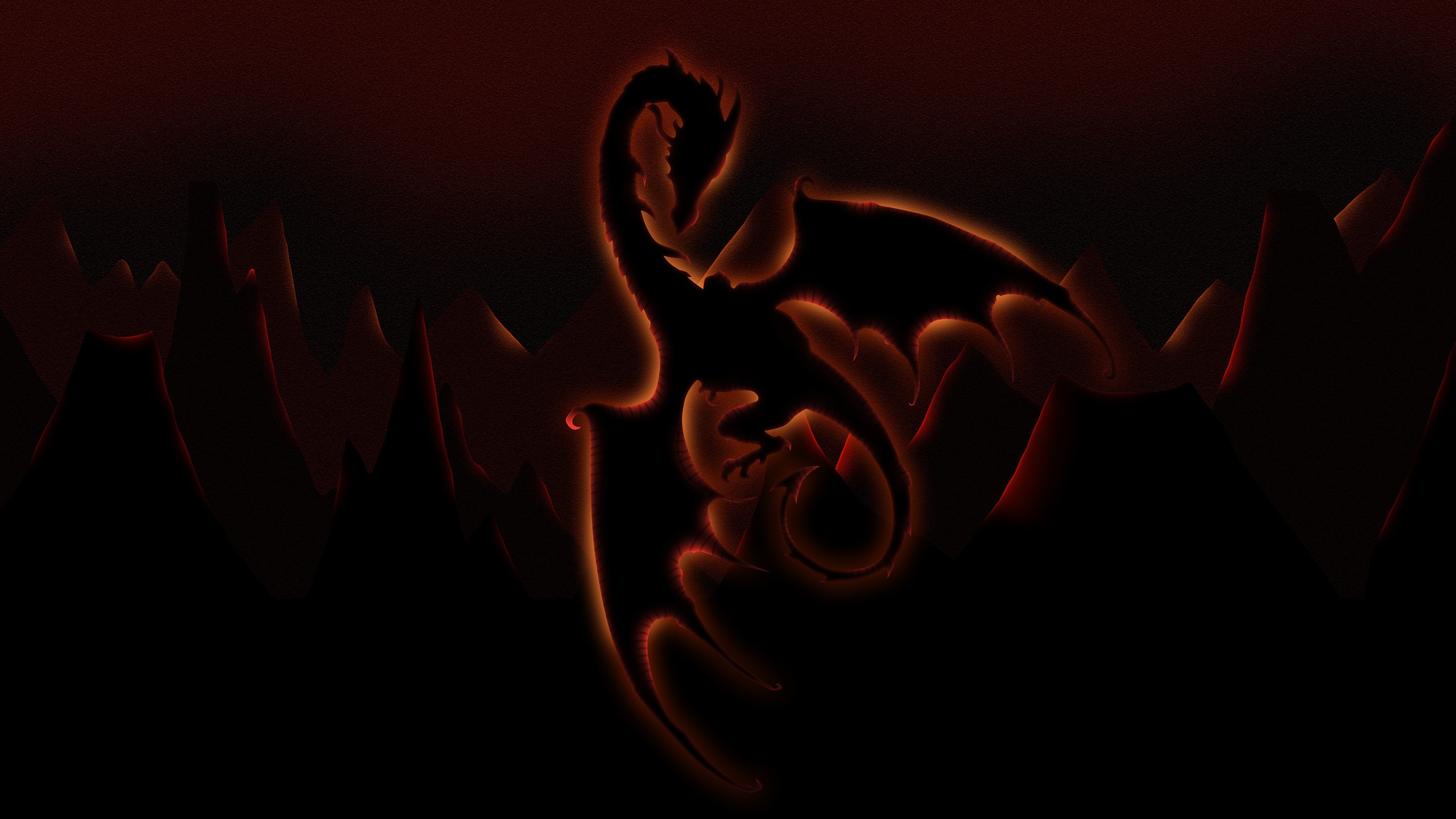 Обои дракон, свет, шрифт, свечение, макросъемка в разрешении 2560x1440