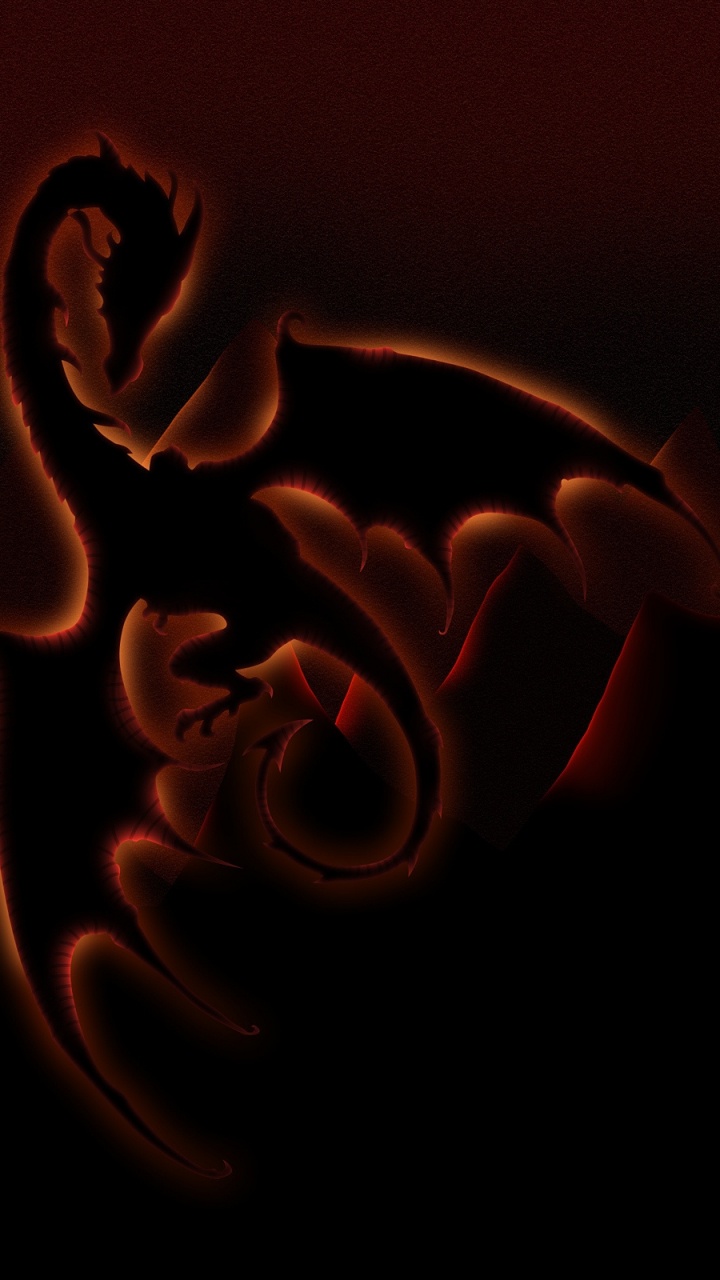 Обои дракон, свет, шрифт, свечение, макросъемка в разрешении 720x1280