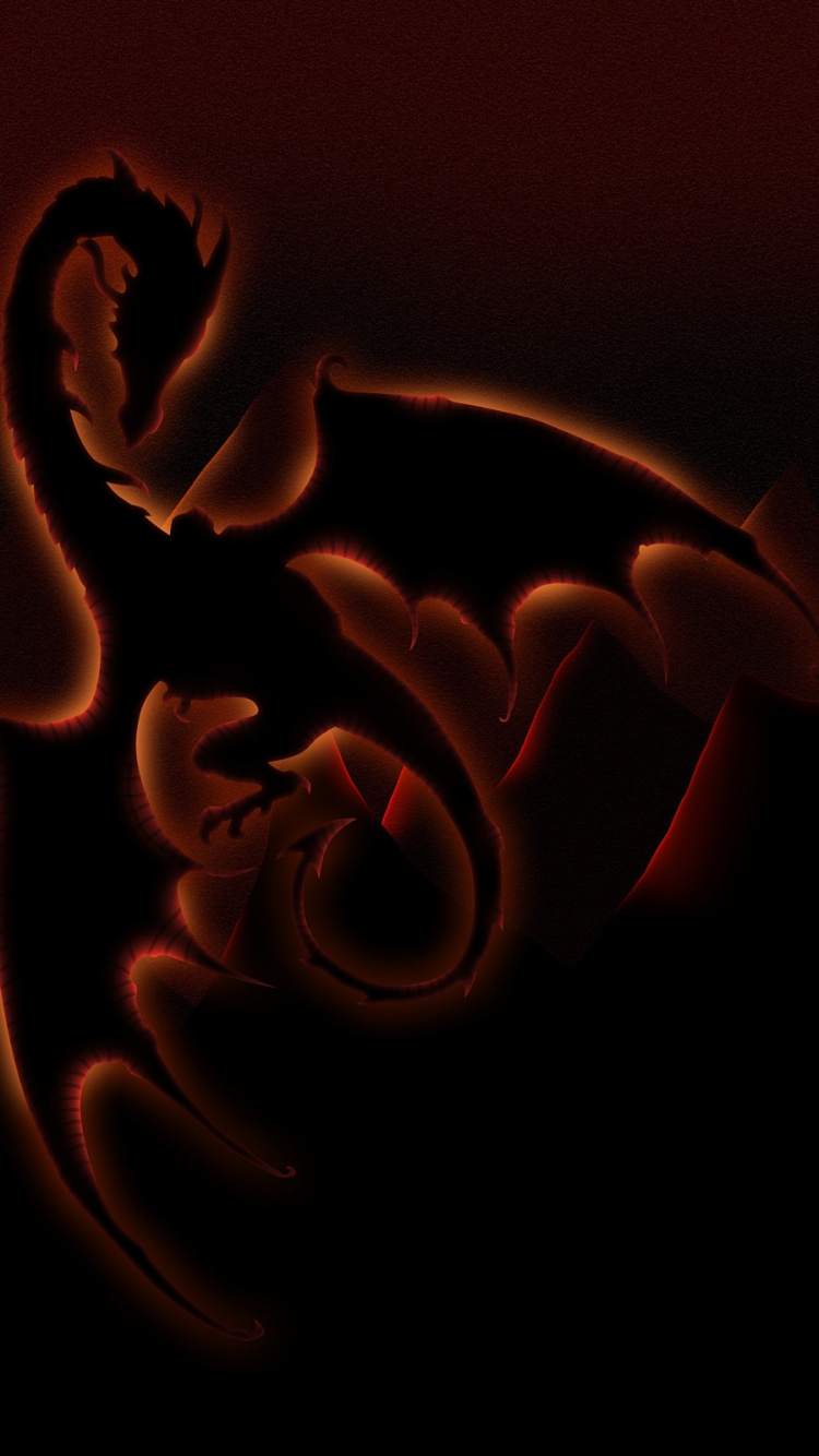 Обои дракон, свет, шрифт, свечение, макросъемка в разрешении 750x1334