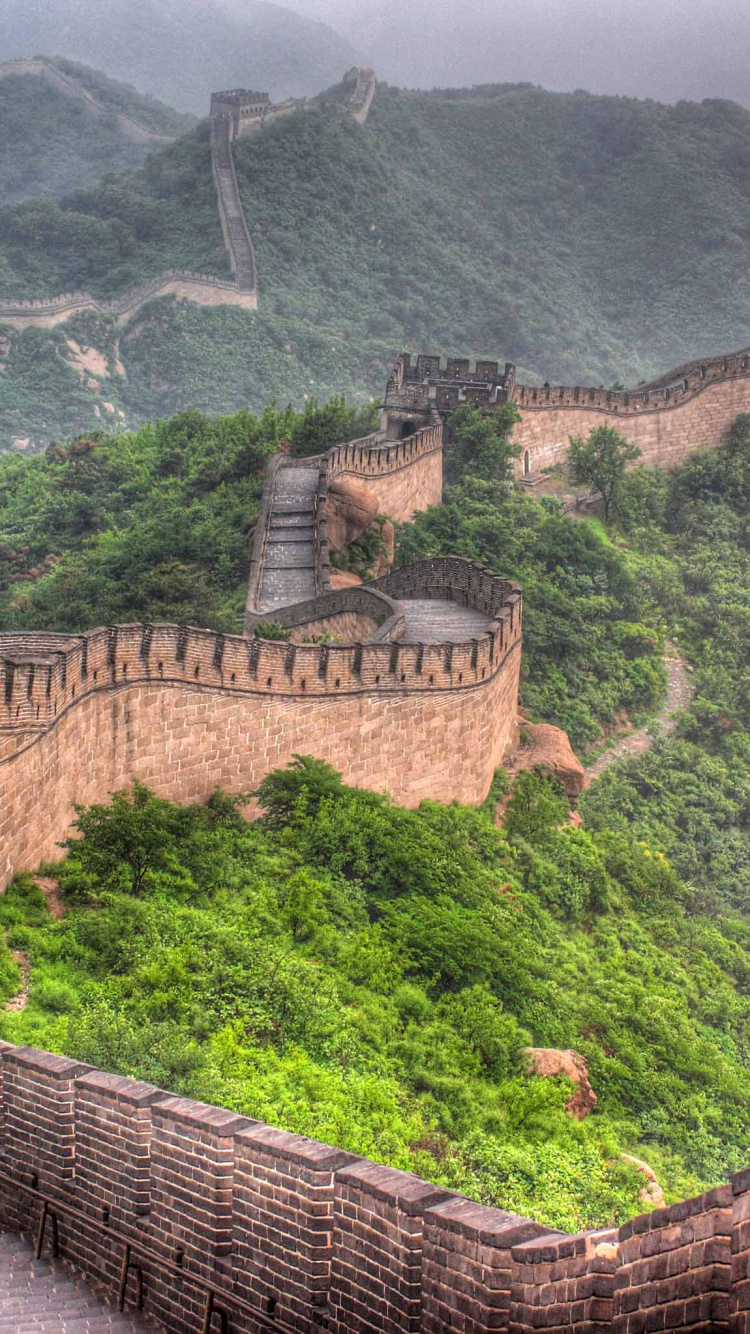 Обои великая Китайская стена, стена, ориентир, горная станция, фортификация в разрешении 750x1334