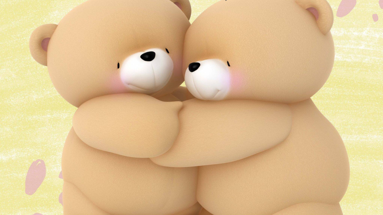 Обои друзья навсегда, плюшевый мишка, мягкая игрушка, ребенок, младенец в разрешении 1280x720