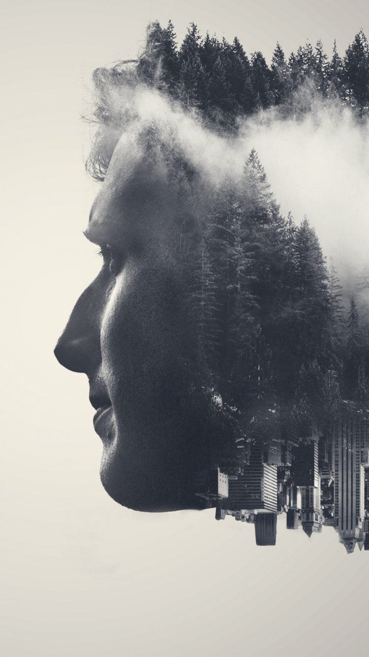 Обои арт, монохромный, визуальное искусство, черный и белый, искусство в разрешении 750x1334