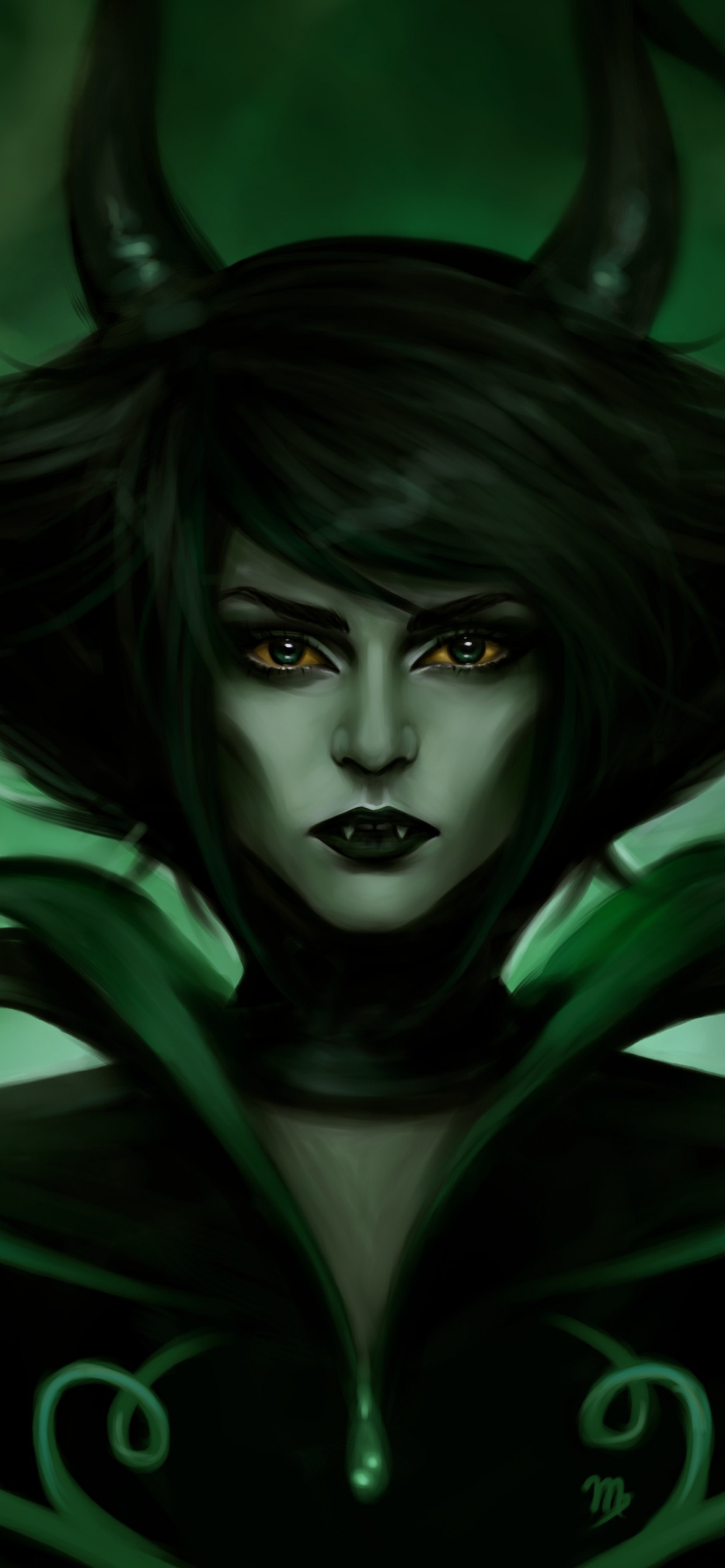 Обои фэнтези, цифровое искусство, темнота, иллюстрация, демон в разрешении 1242x2688