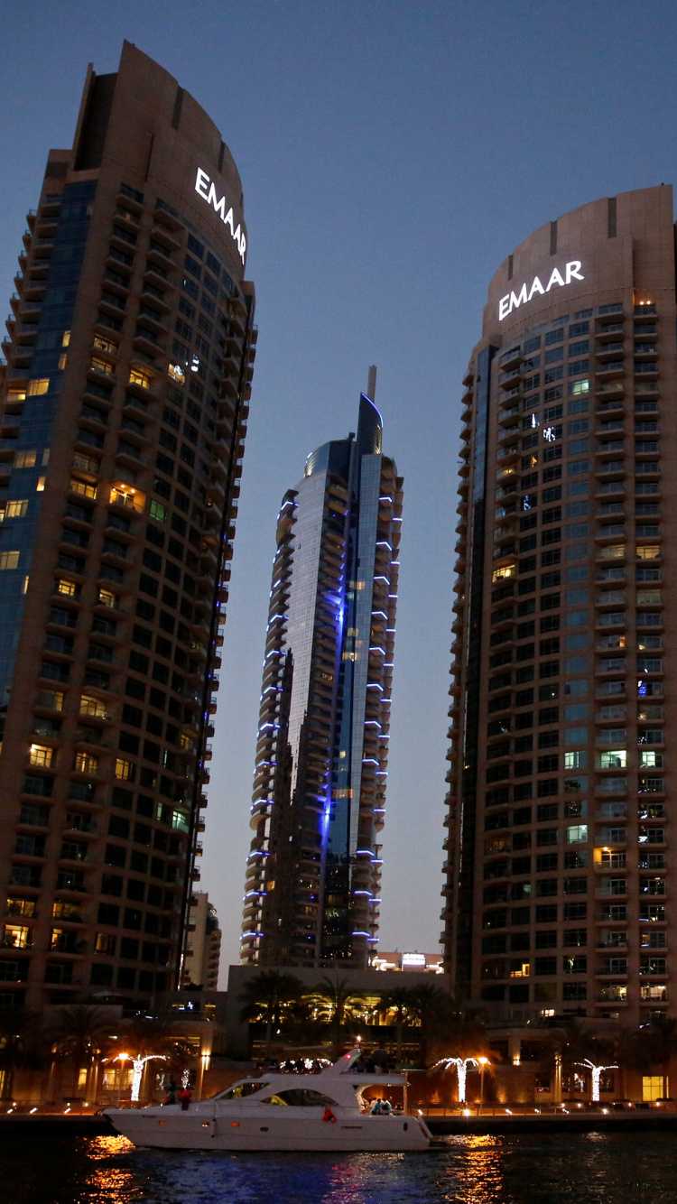 Обои Дубай, город, городской пейзаж, метрополия, небоскреб в разрешении 750x1334