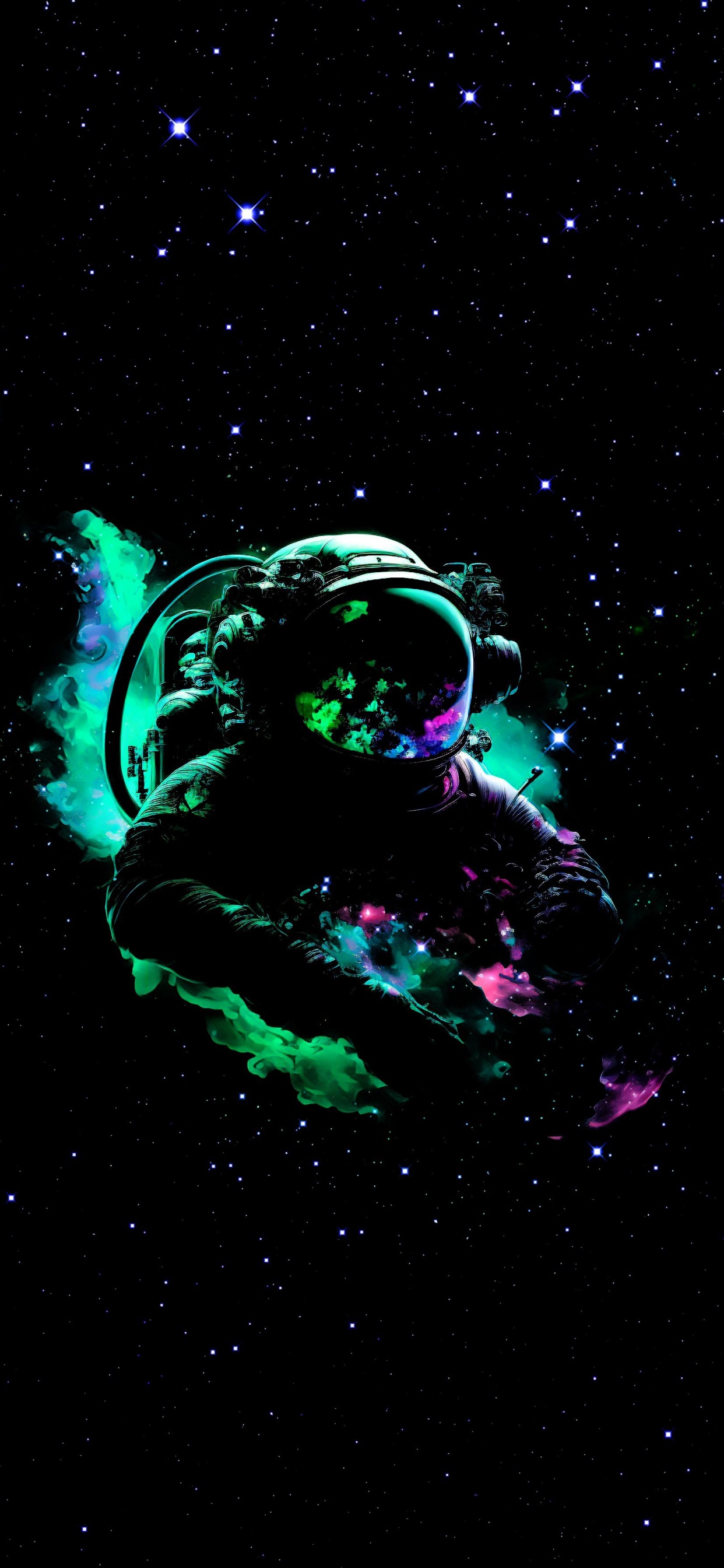 Обои космическое пространство, черный, амолед, телефон, зеленый в разрешении 1242x2688
