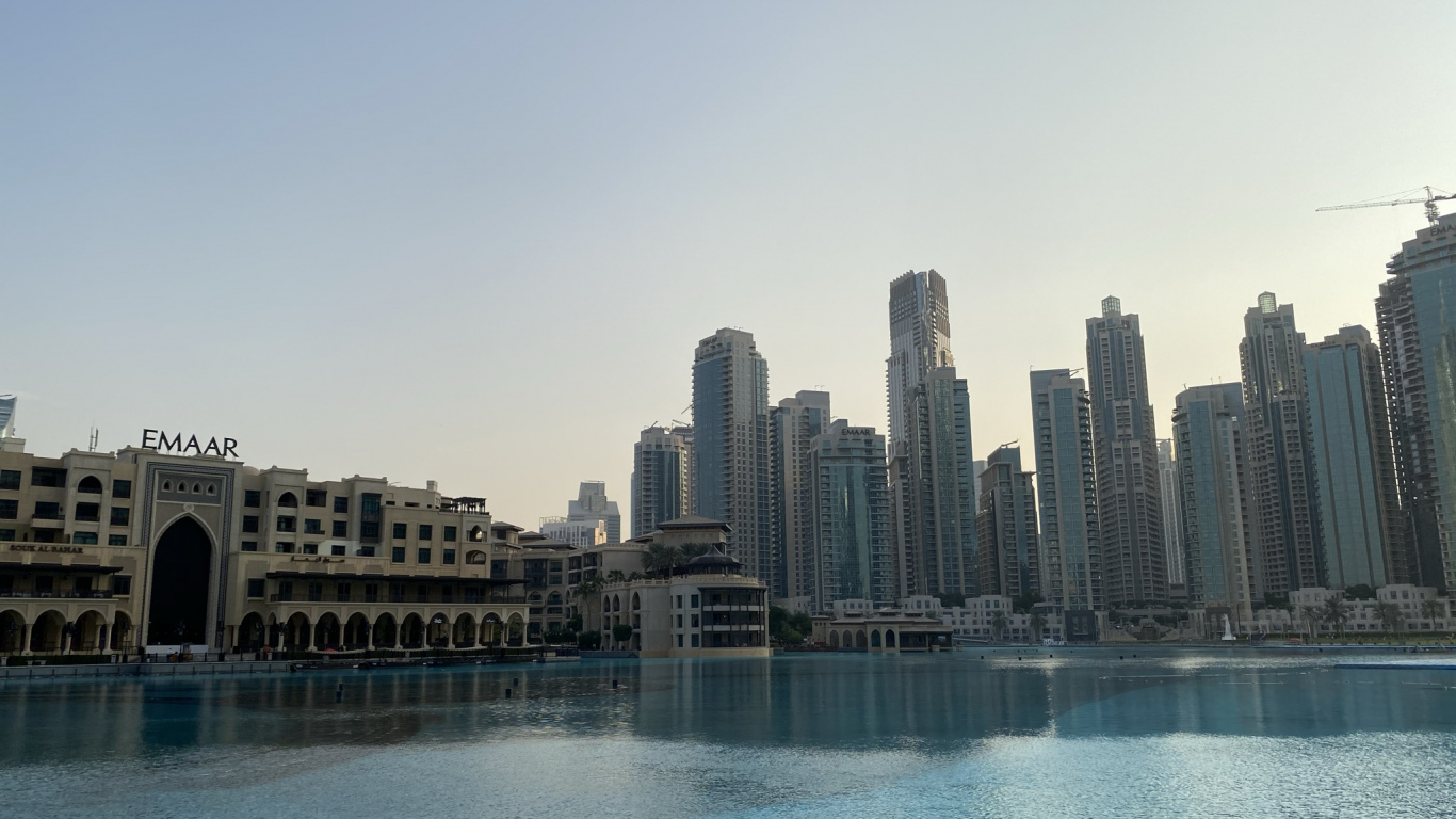 Обои Бурдж Халифа, небоскреб, вышка, Дубай Молл, Дубай Марина в разрешении 1366x768