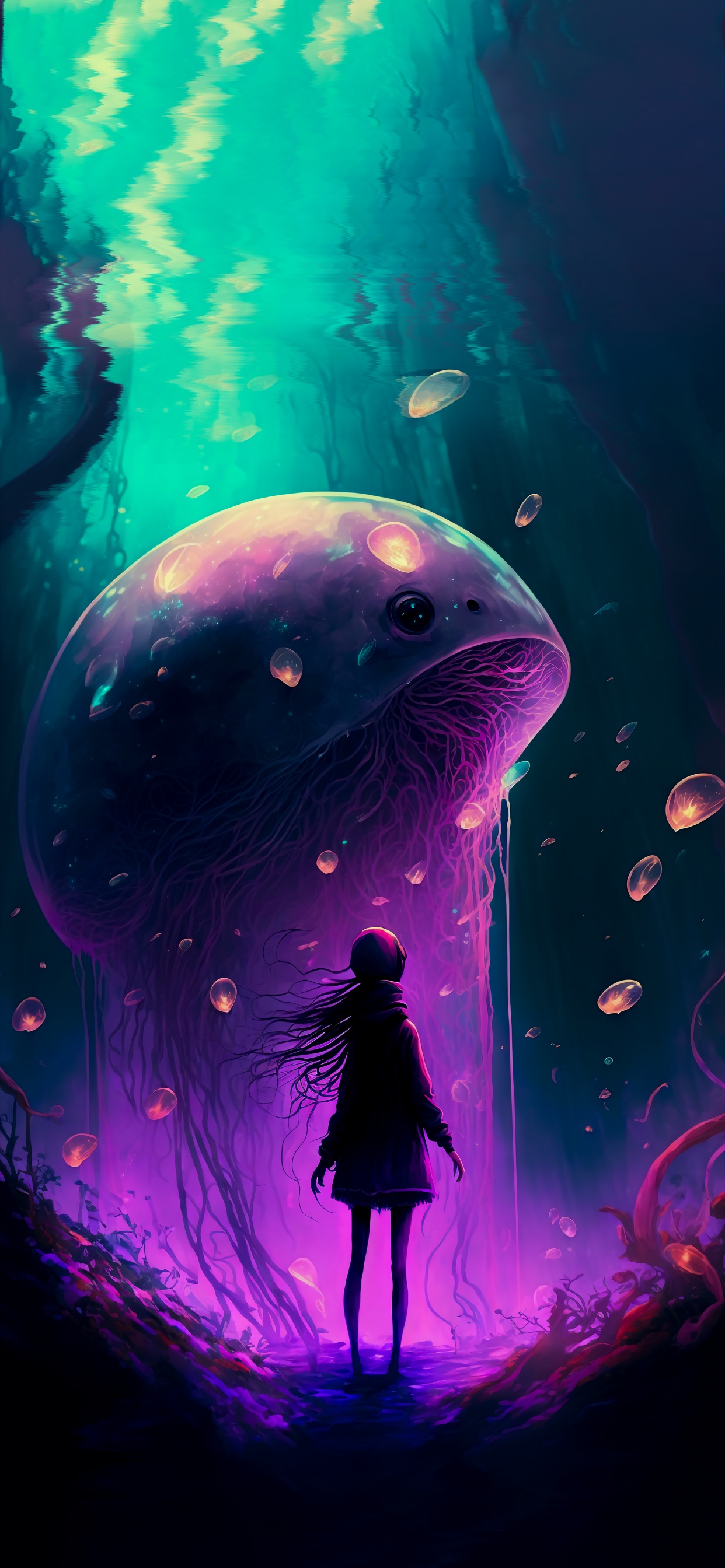 Обои подземные воды, вода, морская биология, подводная среда, мир в разрешении 1242x2688