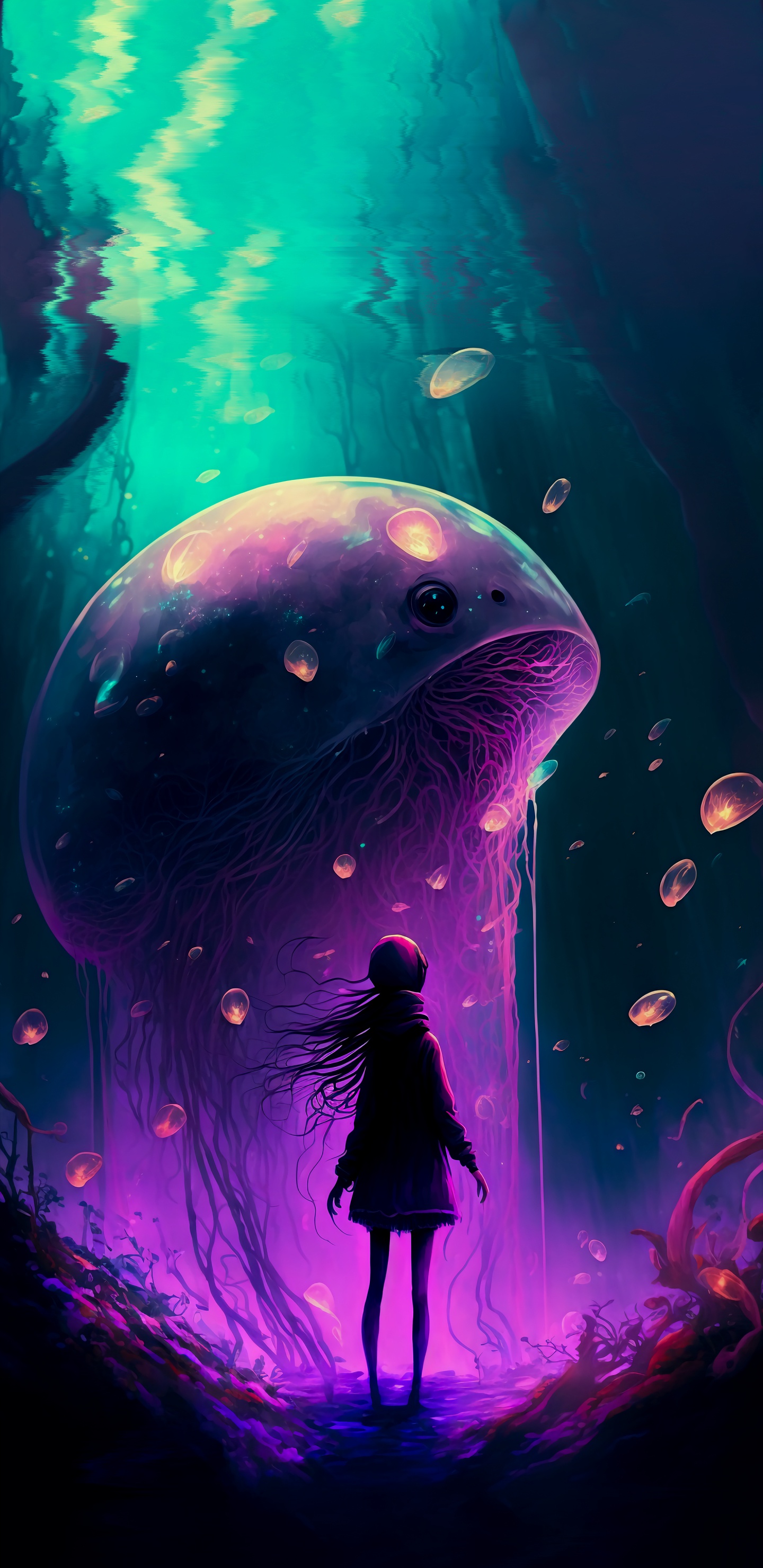 Обои подземные воды, вода, морская биология, подводная среда, мир в разрешении 1440x2960