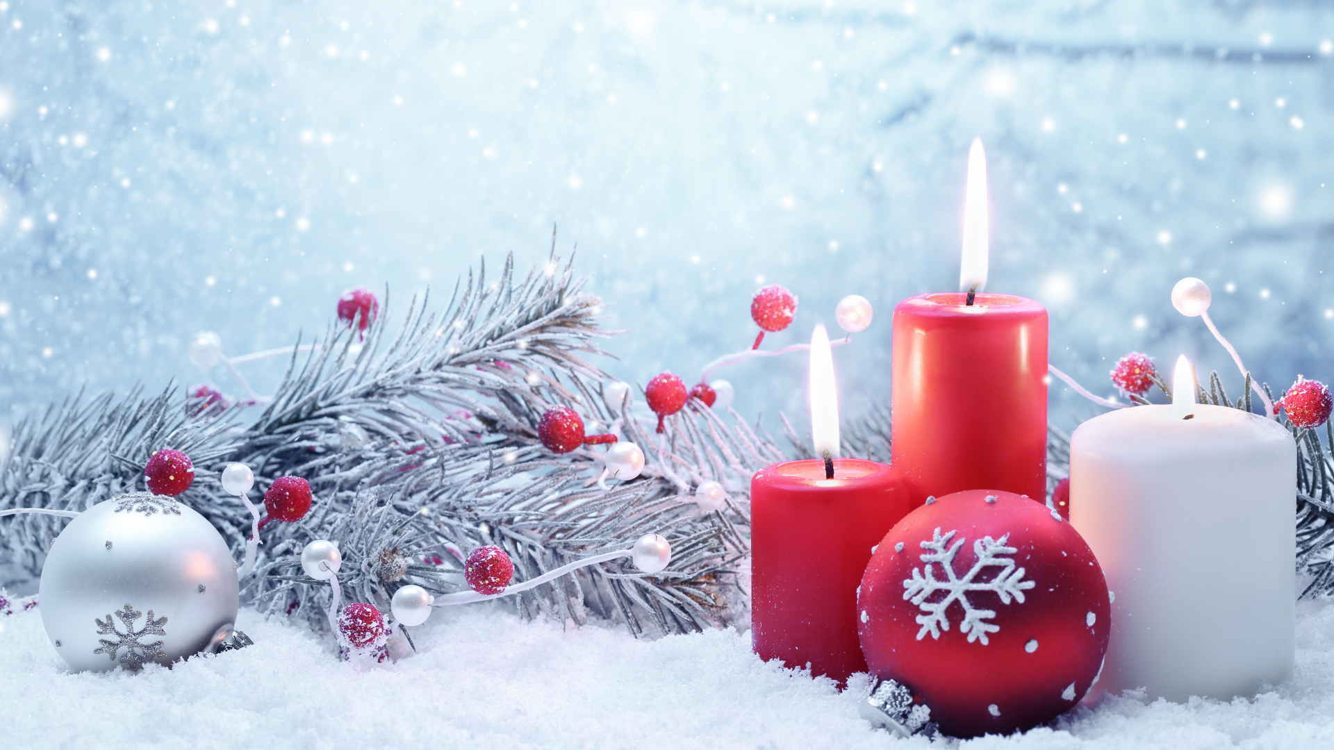 Обои Рождественский день, рождественский орнамент, зима, снег, замораживание в разрешении 1920x1080