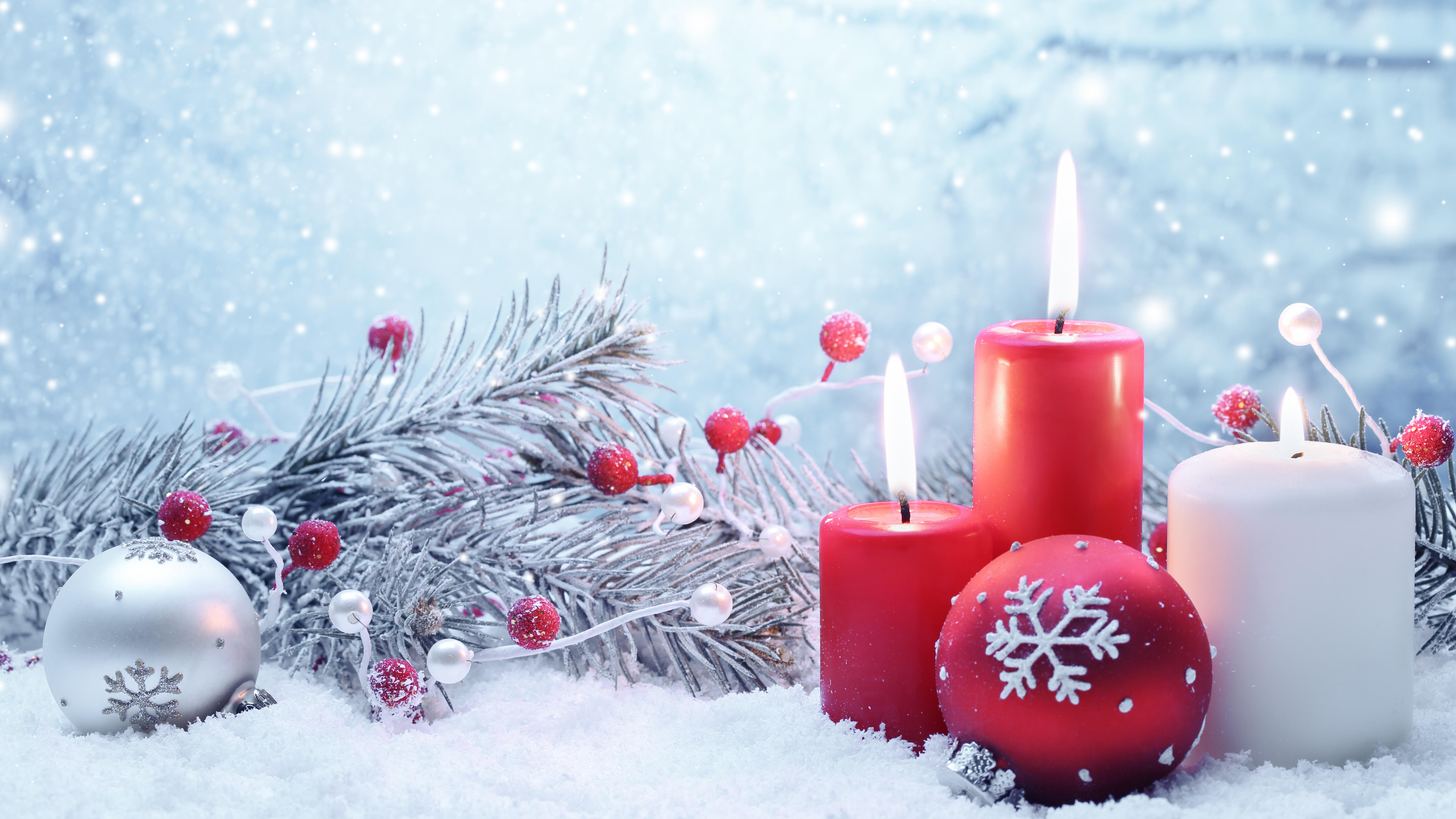 Обои Рождественский день, рождественский орнамент, зима, снег, замораживание в разрешении 3840x2160