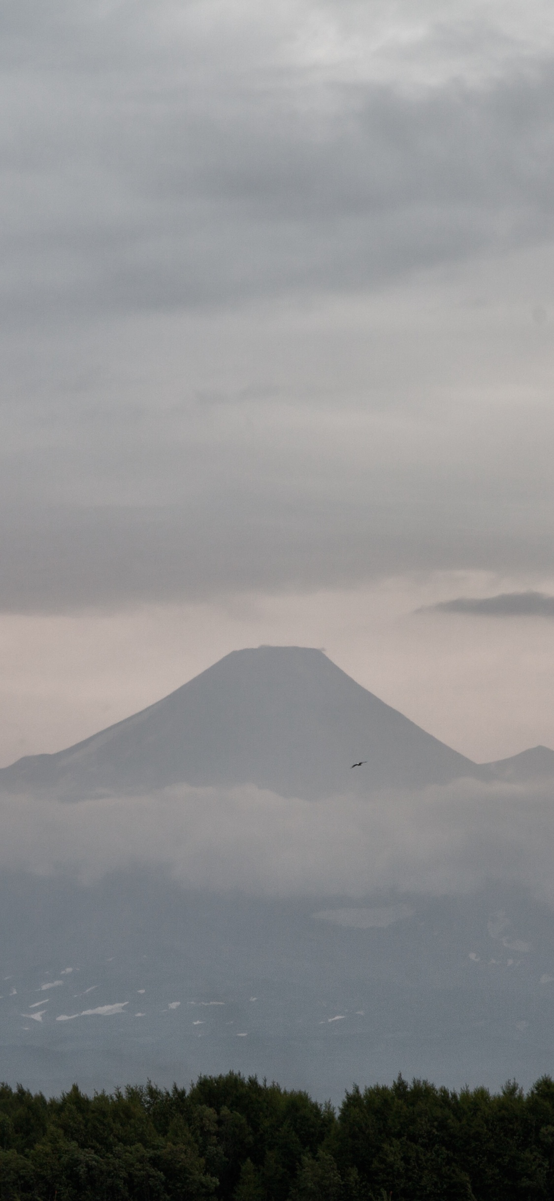 Обои гора, нагорье, облако, холм, горный хребет в разрешении 1125x2436