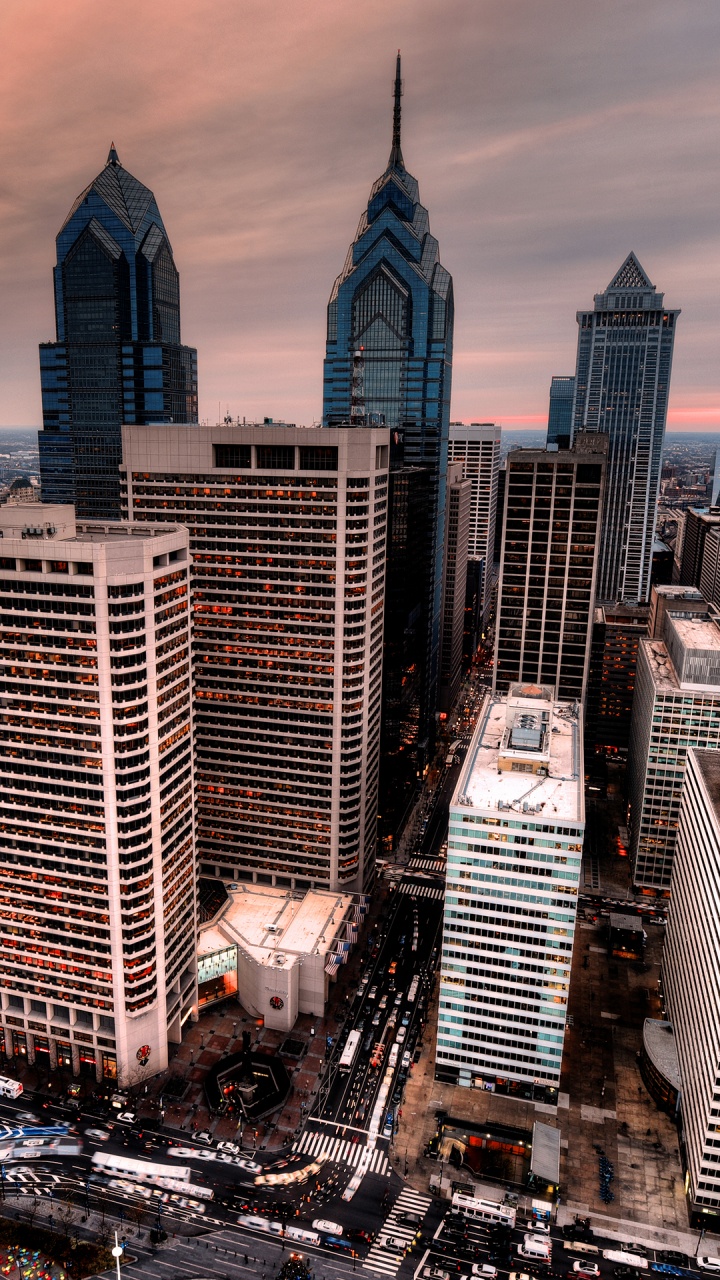 Обои городской район, небоскреб, Филадельфия, здание, дневное время в разрешении 720x1280