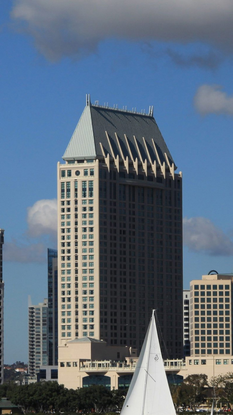 Обои Сан Диего, город, небоскреб, городской район, линия горизонта в разрешении 750x1334