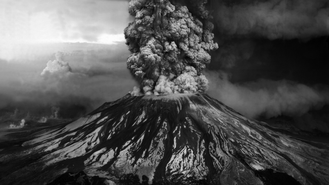 Обои Извержение 1980 года горы Сент-Хеленс, вулкан, вулканического рельефа, стратовулкан, типы вулканических извержений в разрешении 1280x720