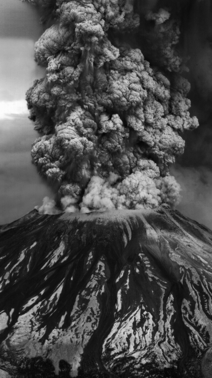 Обои Извержение 1980 года горы Сент-Хеленс, вулкан, вулканического рельефа, стратовулкан, типы вулканических извержений в разрешении 720x1280