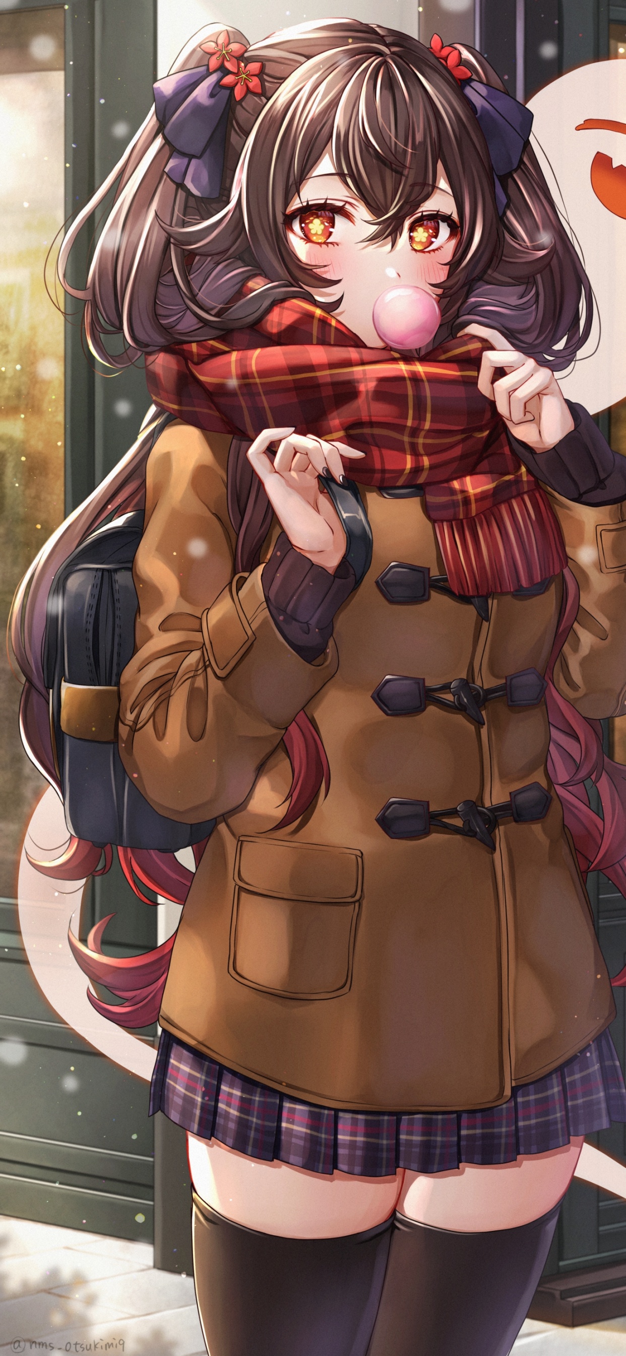 Обои аниме, зима ху тао, Геншин удар, Ху Тао, кецин в разрешении 1242x2688