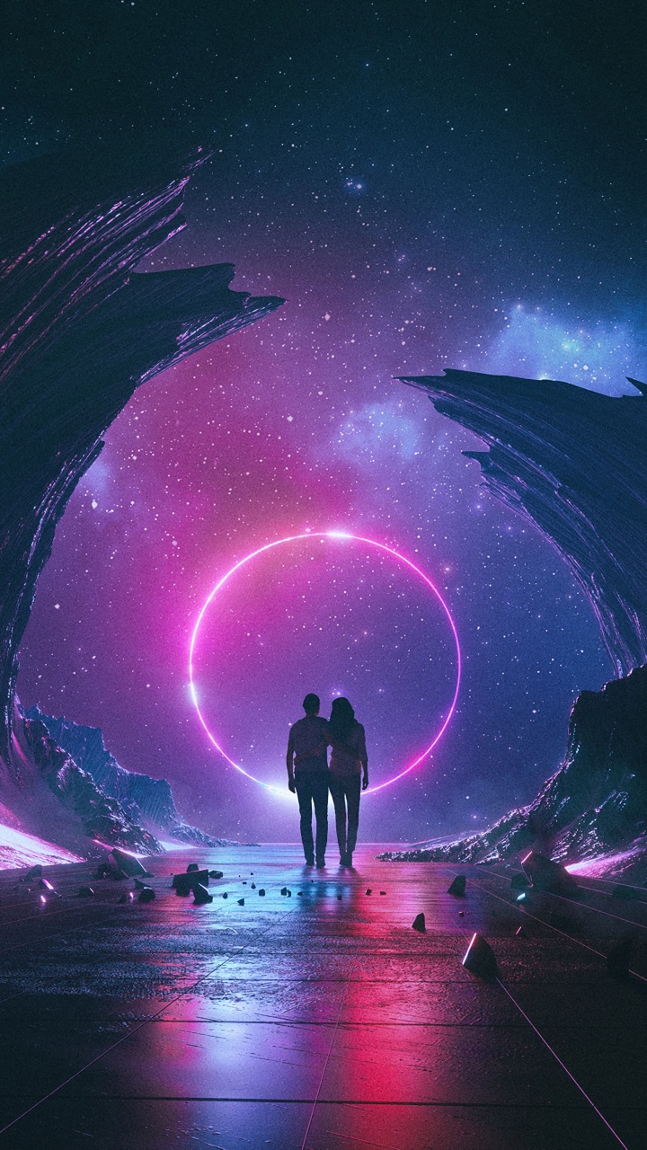 Обои пурпур, Фиолетовый, космос, ночь, небо в разрешении 720x1280