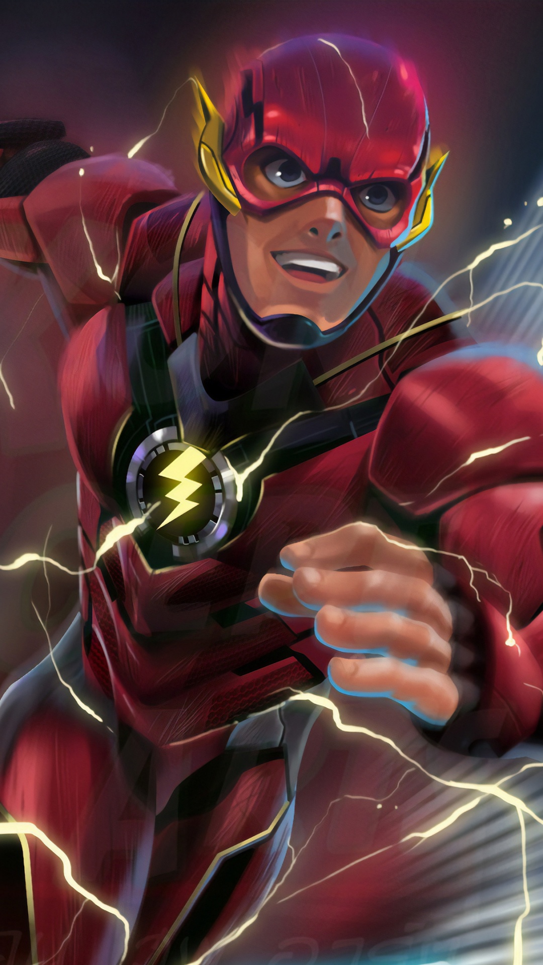 Обои Флэш-Барри Аллен, супергерой, Лига справедливости, иллюстрация, вспышка в разрешении 1080x1920