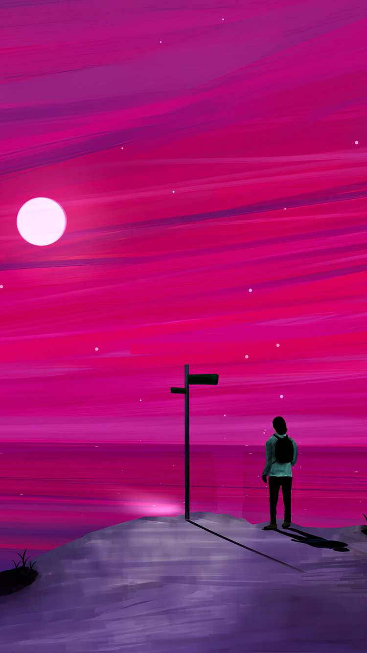 Обои Восход М, свет, розовый, артист, Фиолетовый в разрешении 750x1334