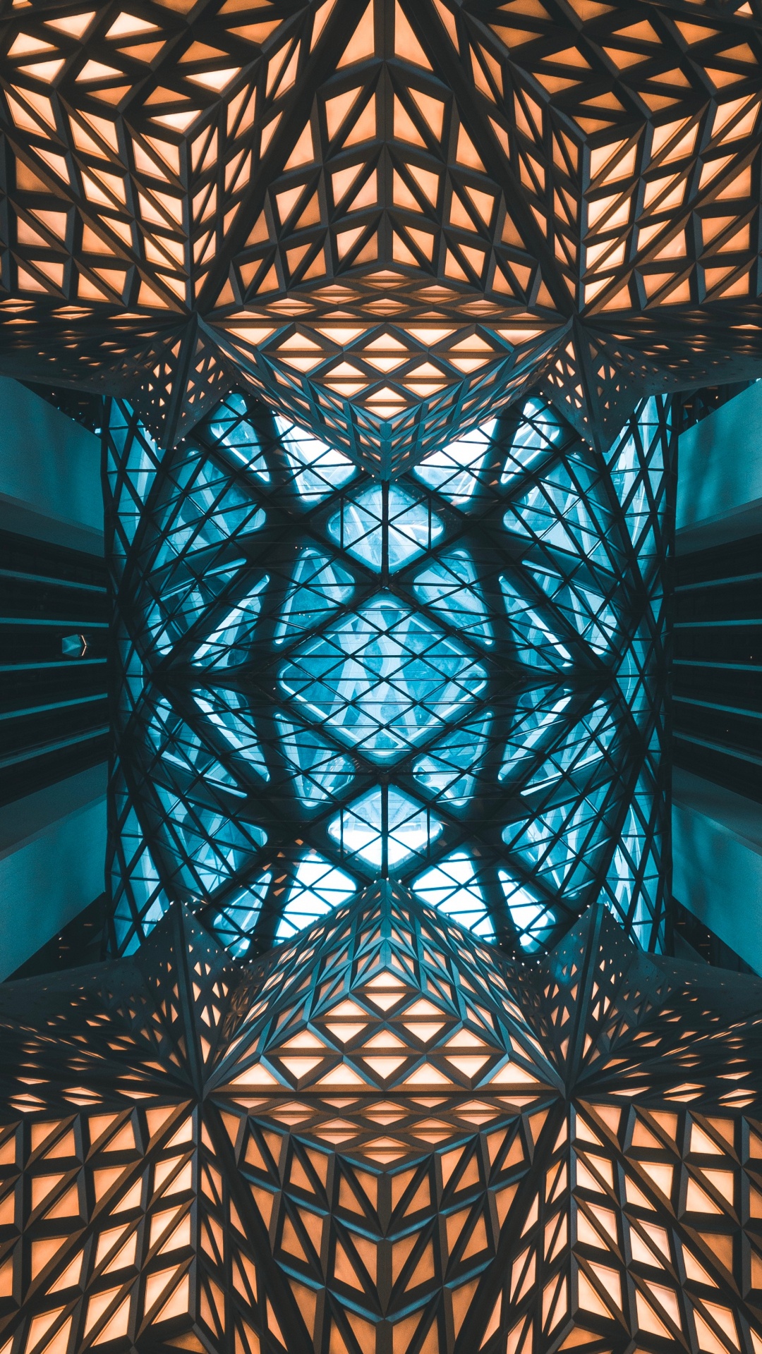 Обои архитектура, дизайн, синий, симметрия, свет в разрешении 1080x1920