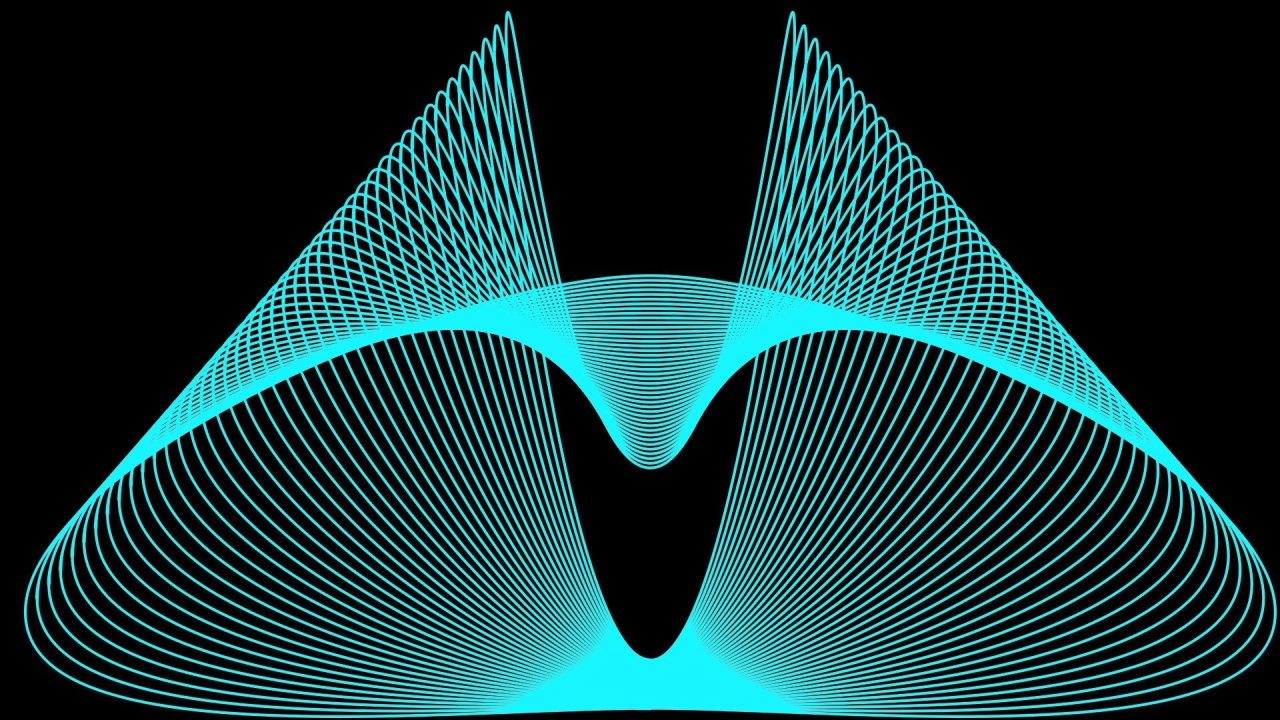 Обои симметрия, электрик, фрактальное искусство, фигура, шрифт в разрешении 1280x720