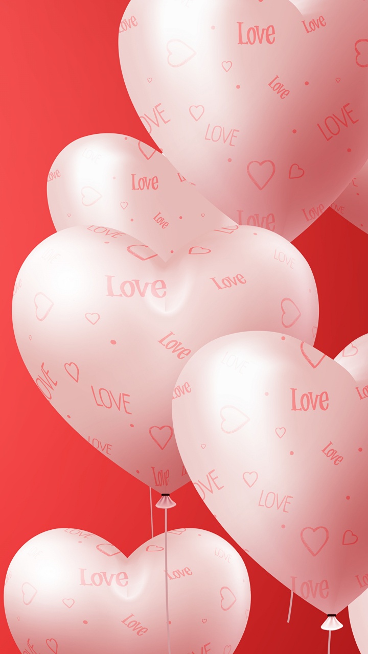 Обои сердце, День Святого Валентина, любовь, красный цвет, воздушный шарик в разрешении 720x1280