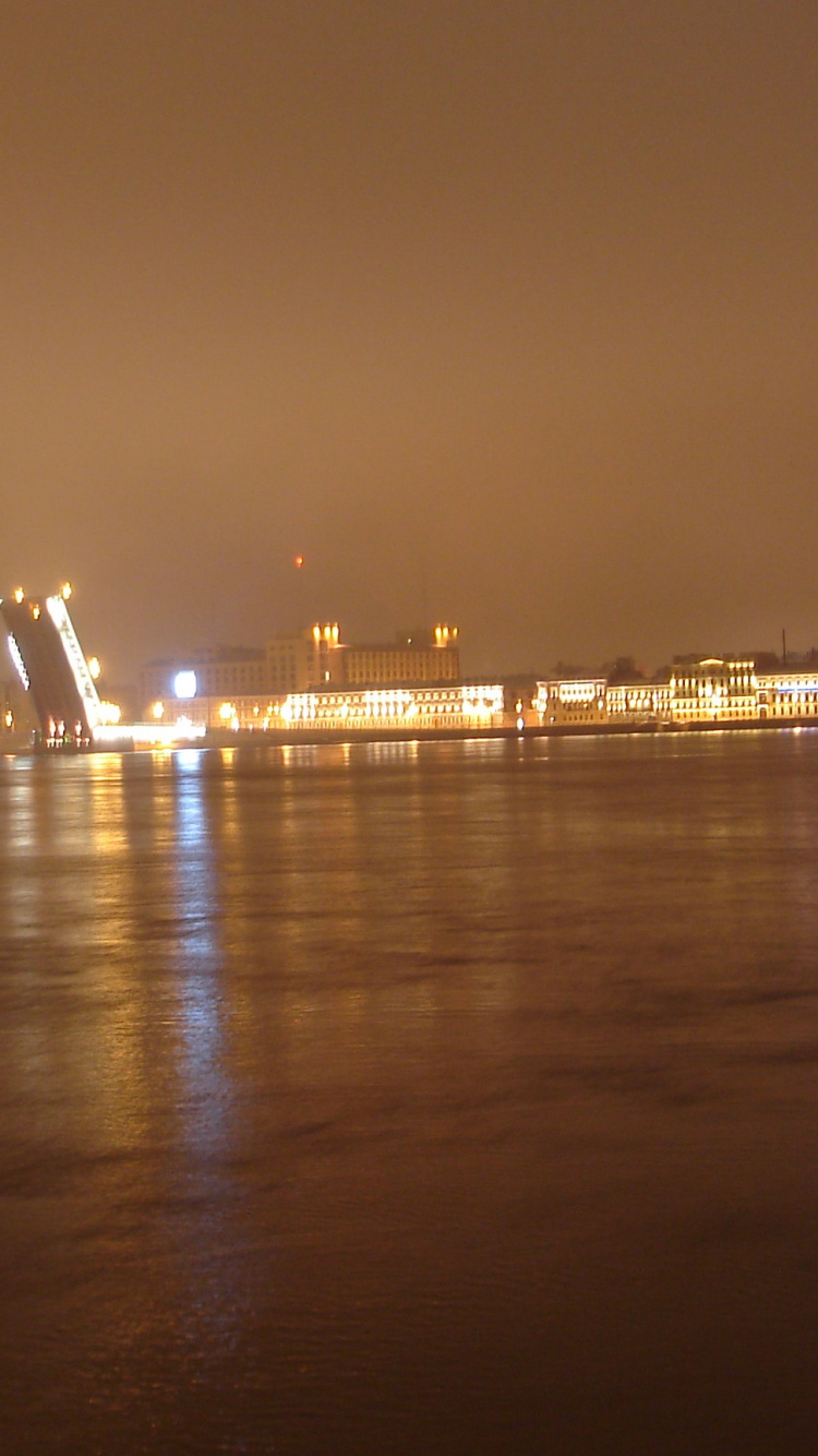 Обои отражение, ночь, вода, реки, вечер в разрешении 750x1334