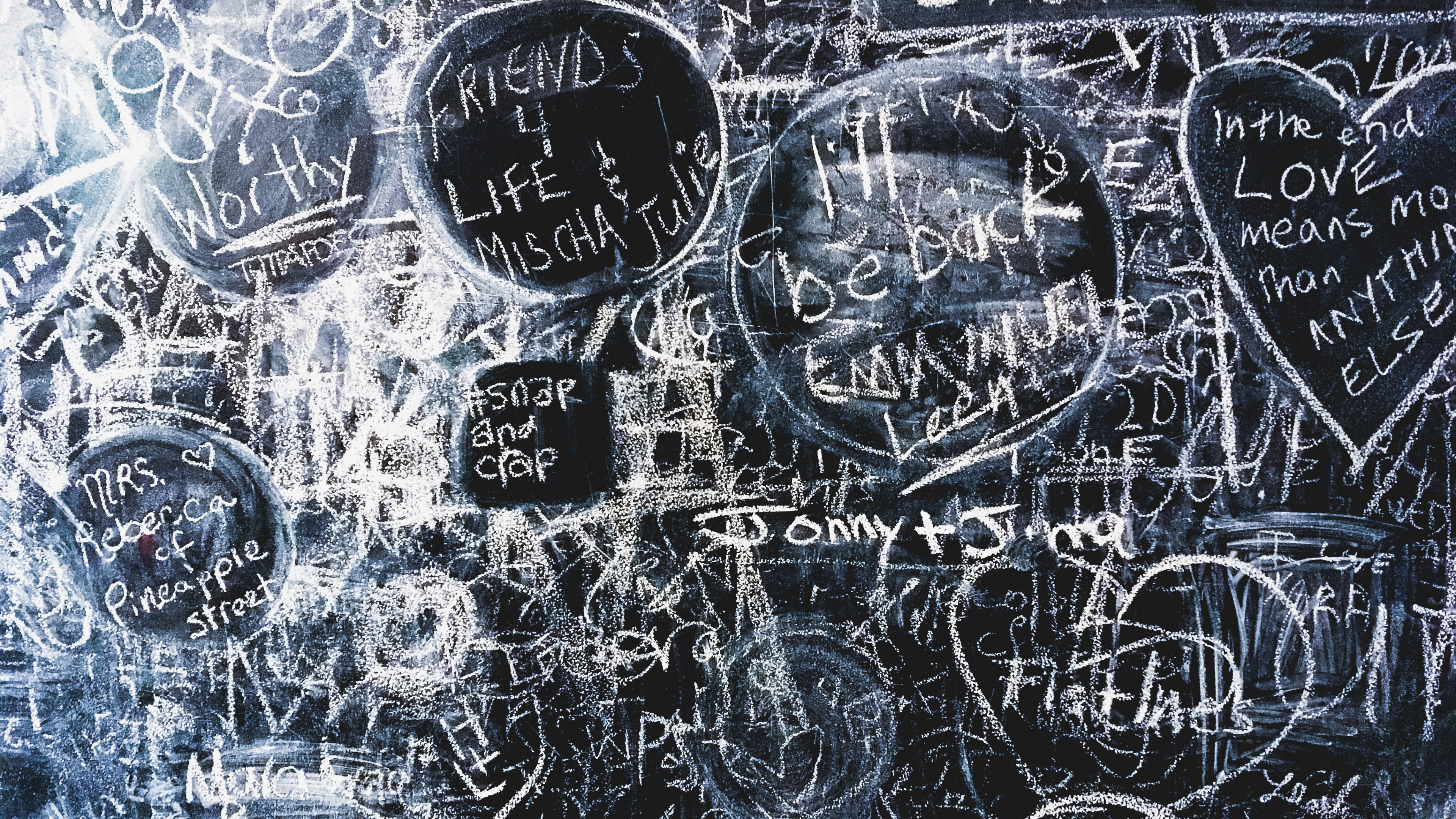 Обои мел, арт, рисование, текст, узор в разрешении 3840x2160