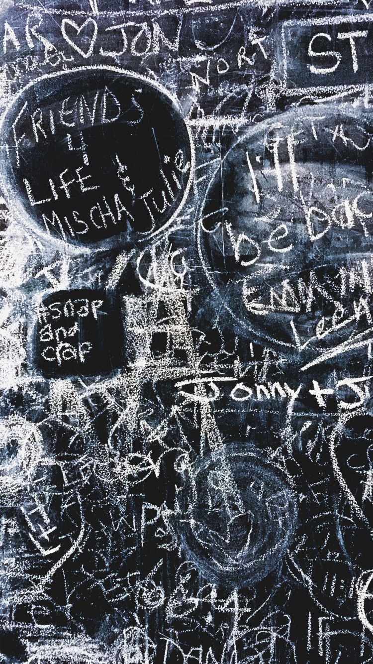 Обои мел, арт, рисование, текст, узор в разрешении 750x1334