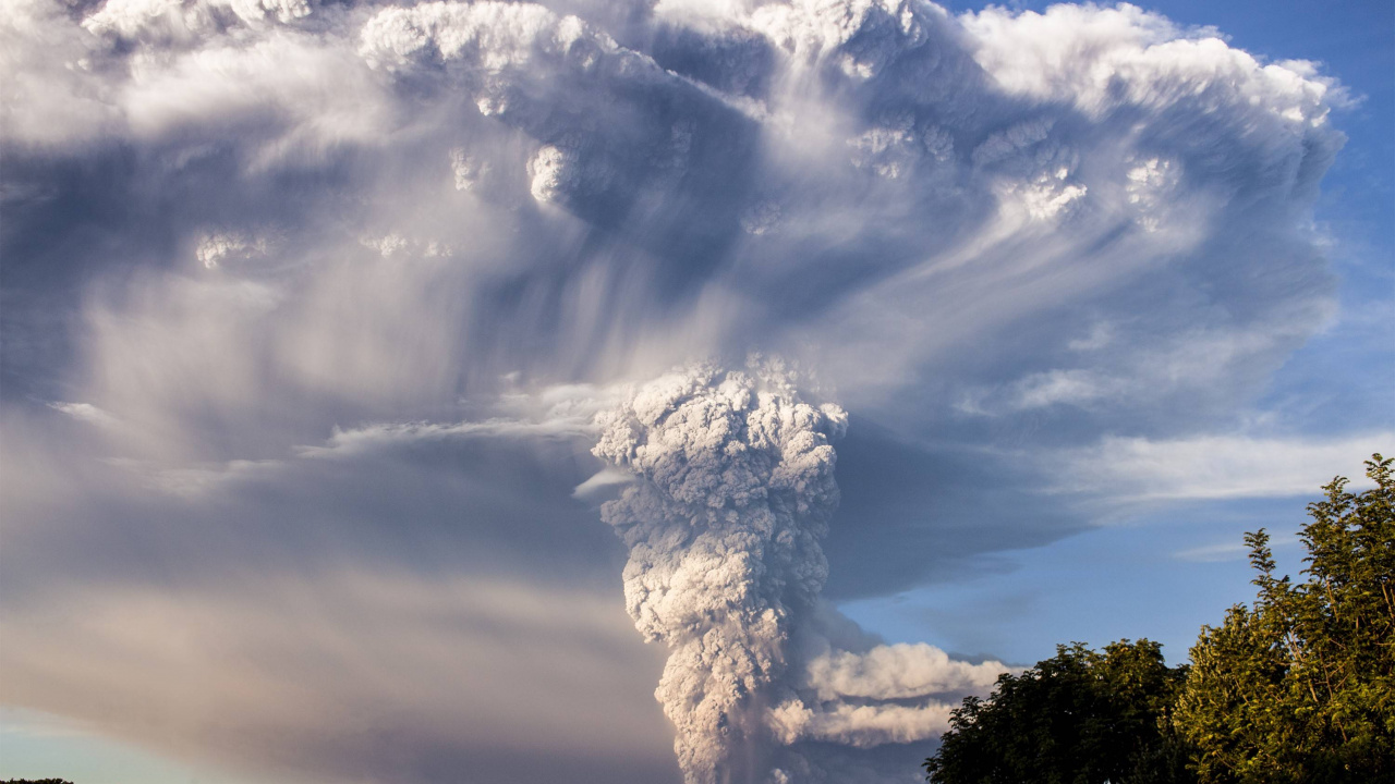 Обои вулкан, Кальбуко, облако, кучевое облако, дневное время в разрешении 1280x720