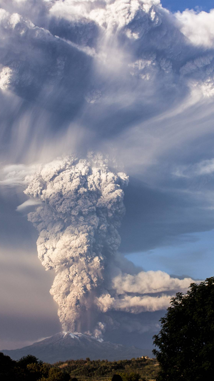 Обои вулкан, Кальбуко, облако, кучевое облако, дневное время в разрешении 750x1334