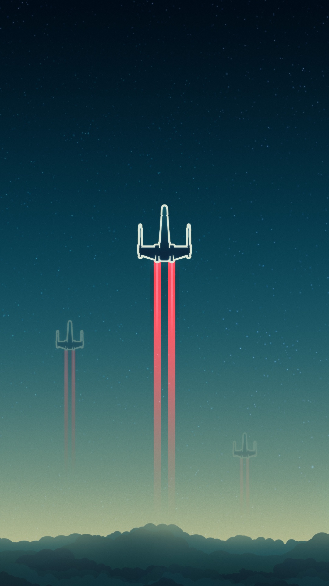 Обои звездные войны, минимализм, X-крыло Истребитель, атмосфера, ночь в разрешении 1080x1920