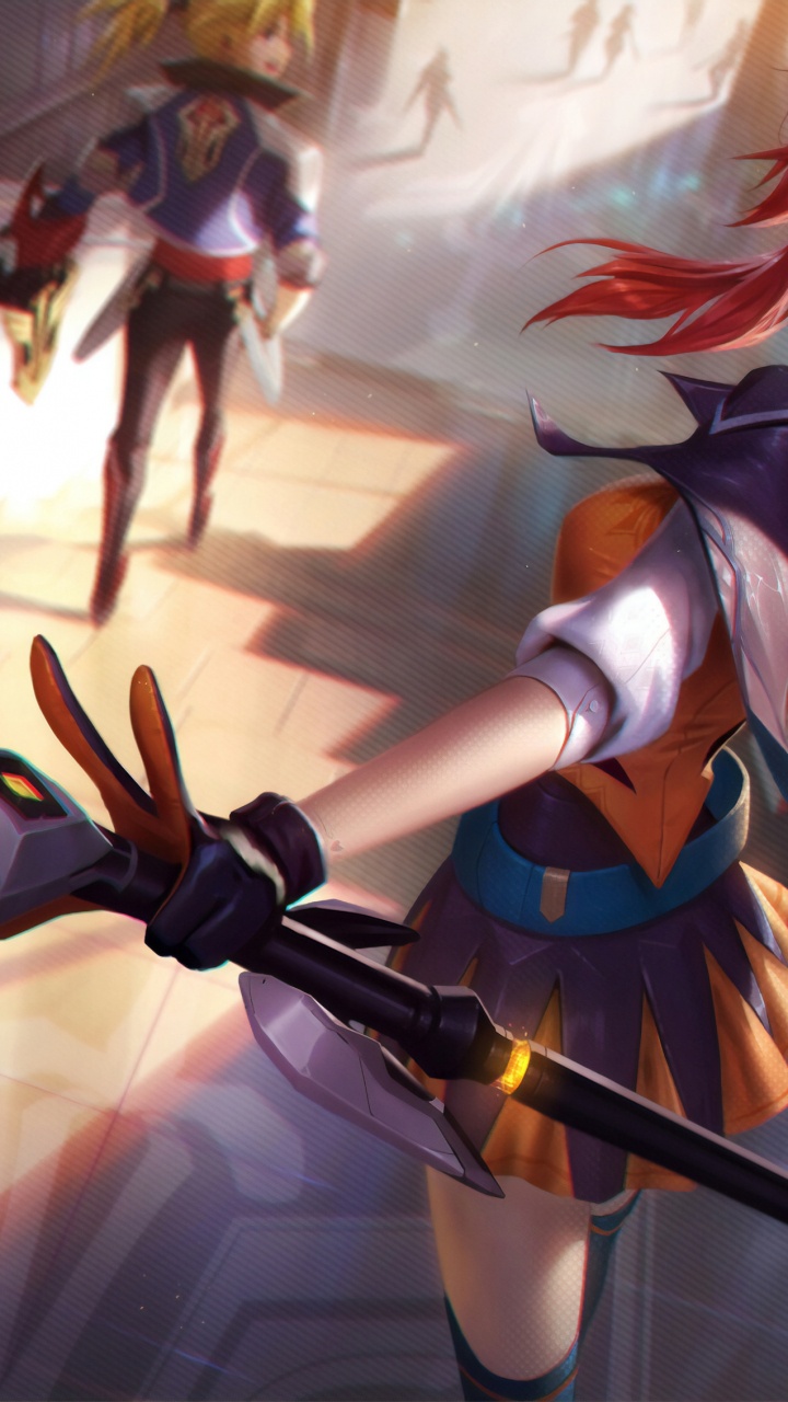 Обои битва, мультфильм, длинные волосы, Лига легенд, приключенческая игра в разрешении 720x1280