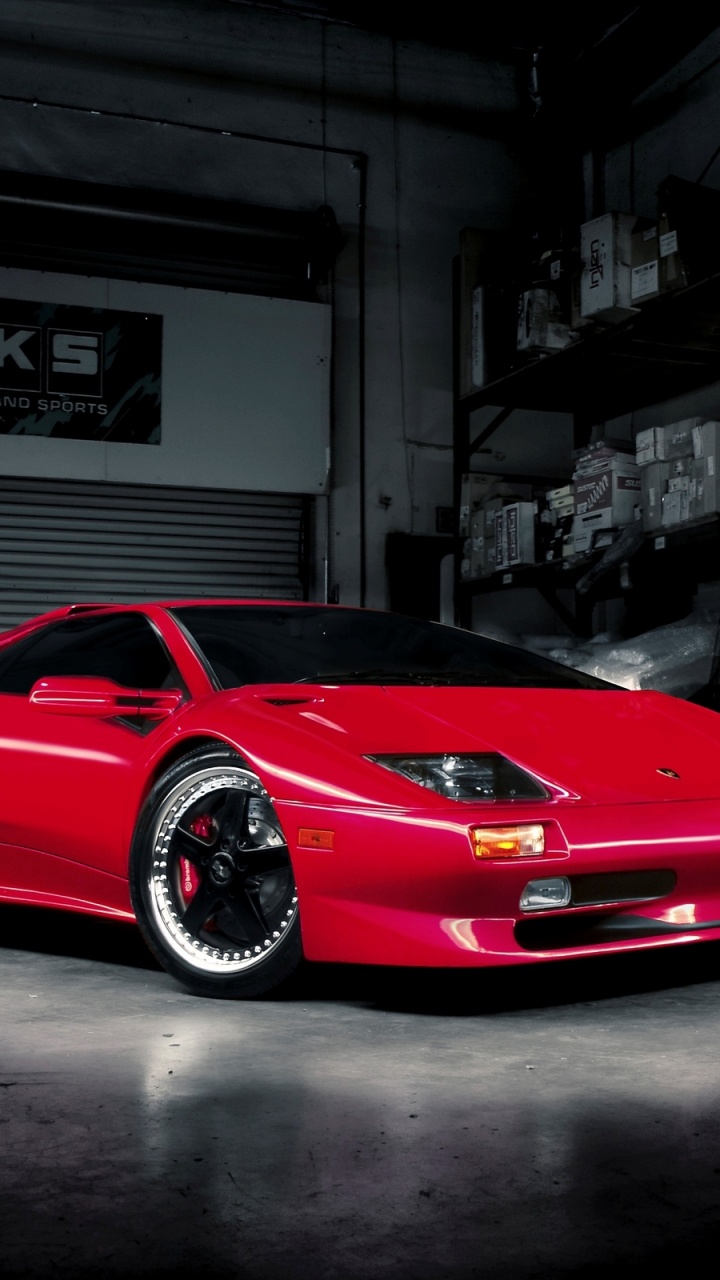 Обои авто, Ламборджини, спорткар, суперкар, красный цвет в разрешении 720x1280