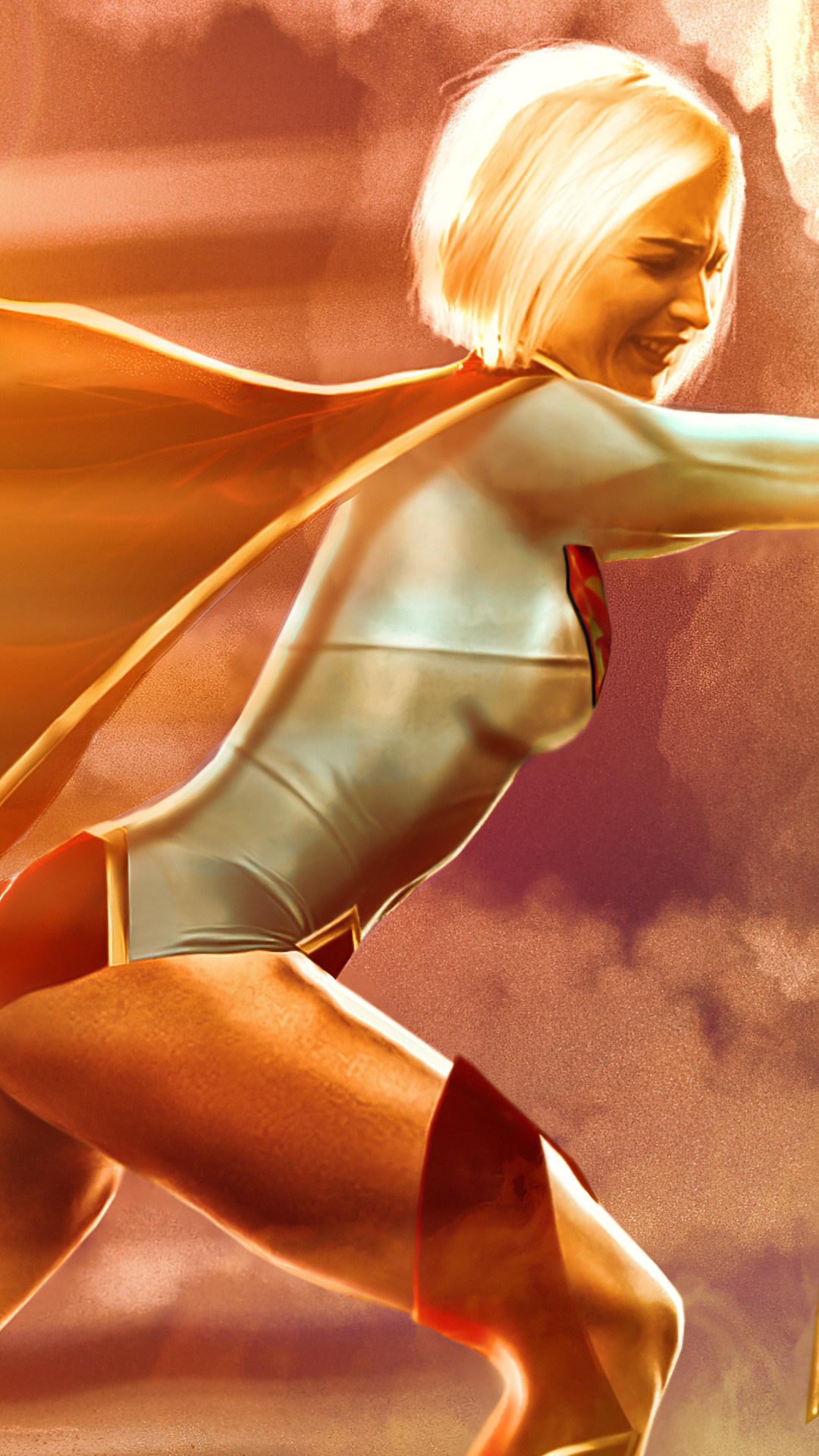 Обои супергерой, аниме, супергерл, рисование, иллюстрация в разрешении 1080x1920