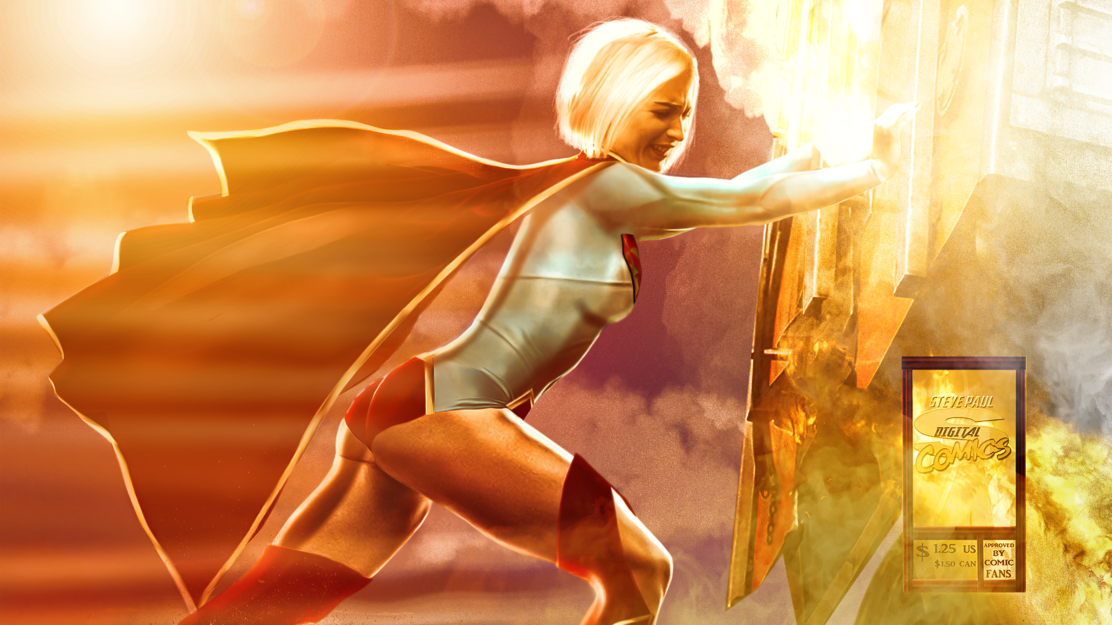 Обои супергерой, аниме, супергерл, рисование, иллюстрация в разрешении 3840x2160