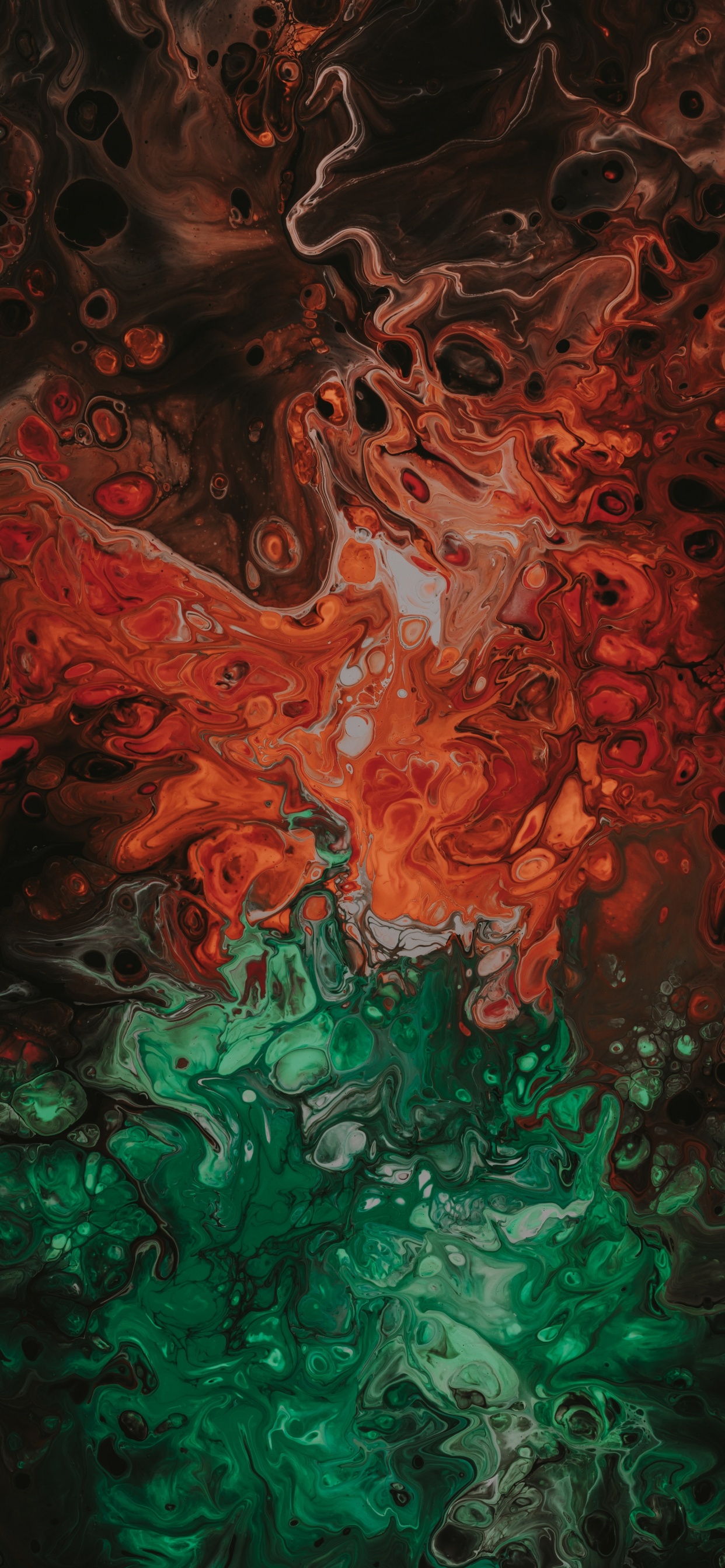 Обои живопись, красный цвет, краска, арт, современное искусство в разрешении 1242x2688