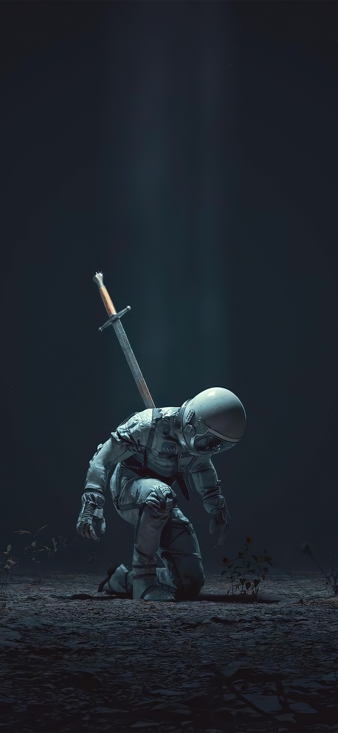 Обои темнота, игрушка, событие, кармин, коленопреклонение в разрешении 1125x2436