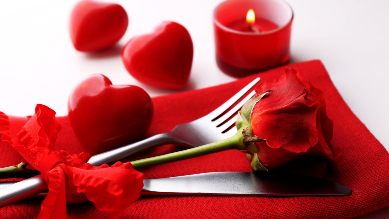Обои День Святого Валентина, лепесток, цветок, Роза, любовь в разрешении 1280x720