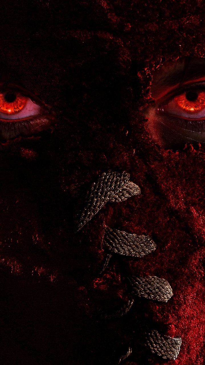 Обои супергерой, красный цвет, глаз, демон, морда в разрешении 720x1280