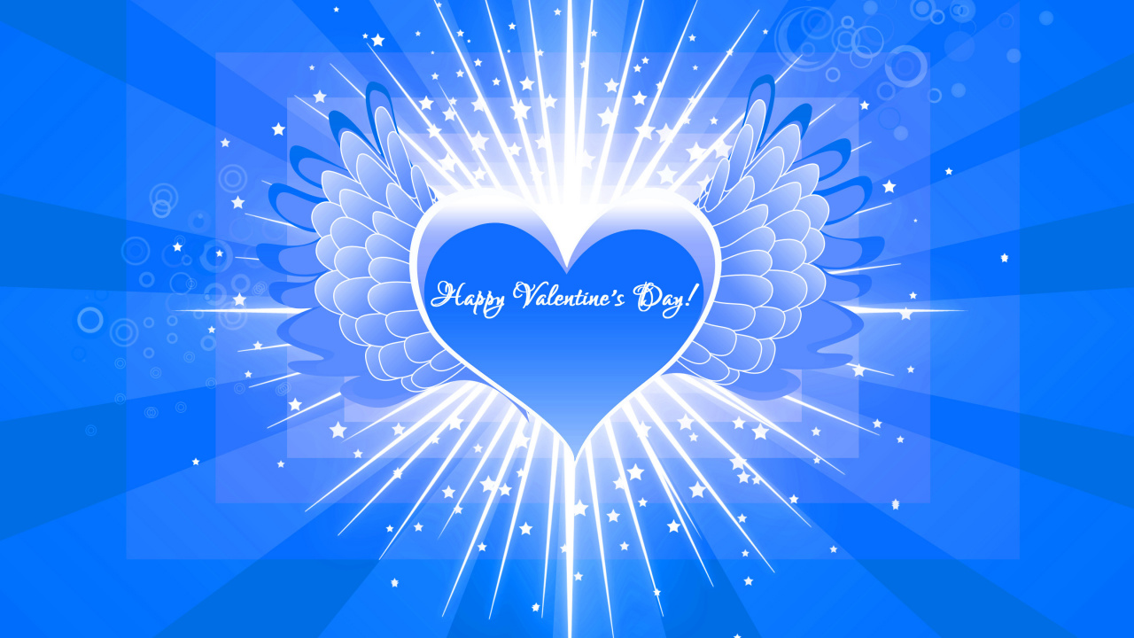 Обои День Святого Валентина, синий, электрик, сердце, графика в разрешении 1280x720