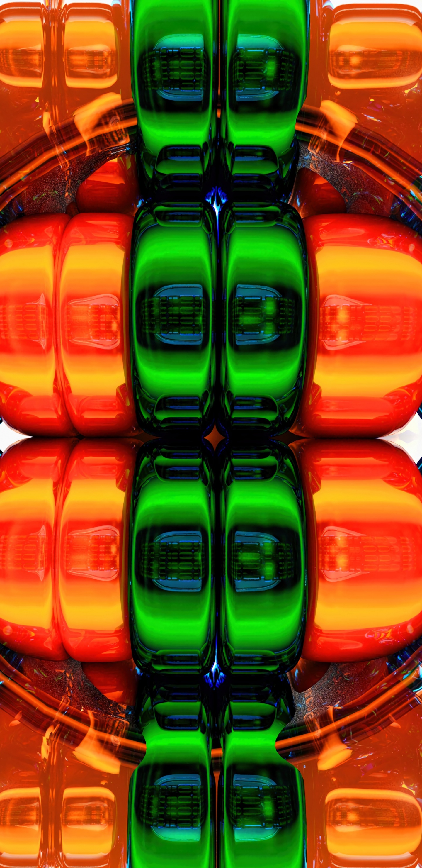 Обои зеленый, красочность, симметрия, узор, макро в разрешении 1440x2960