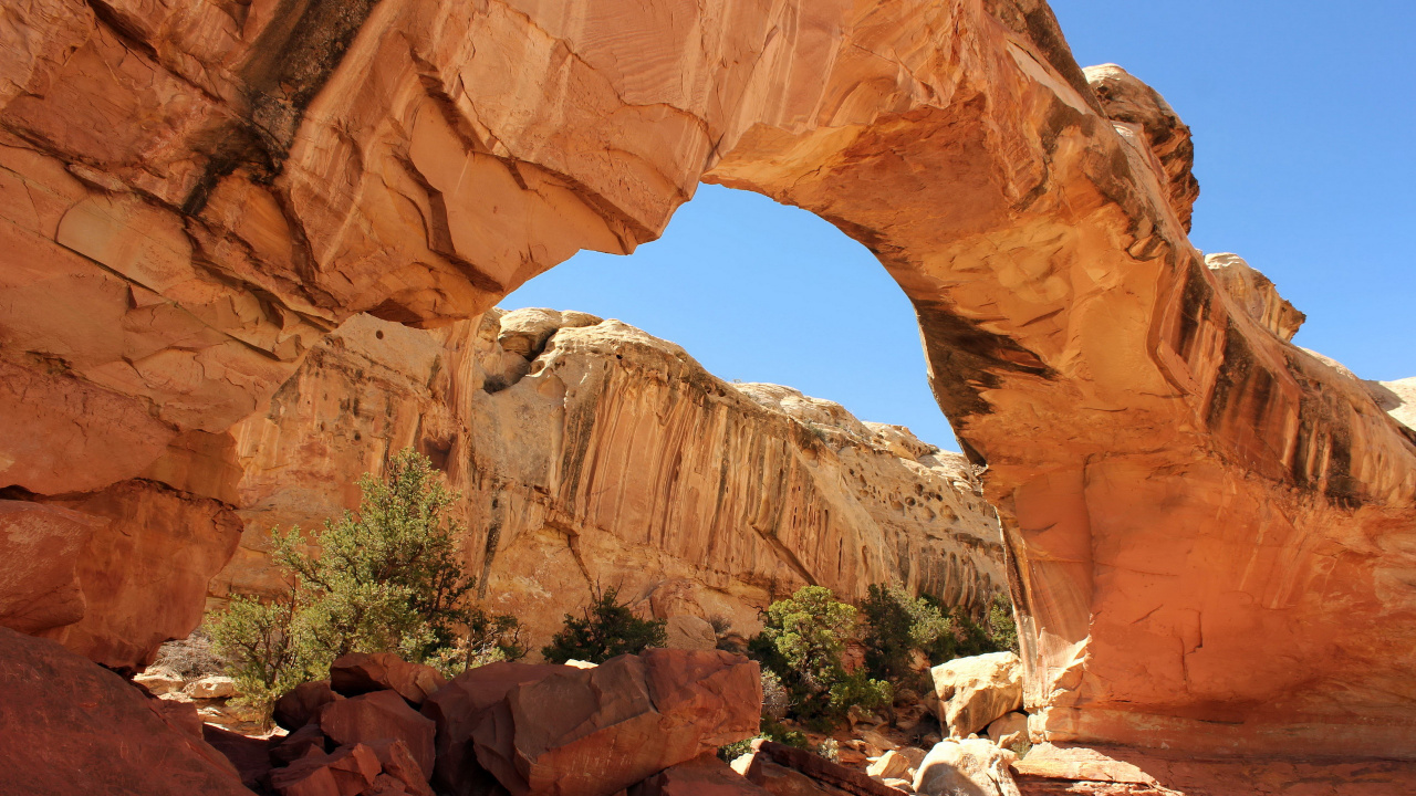 Обои природа, естественная арка, каньон, парк, формирование в разрешении 1280x720