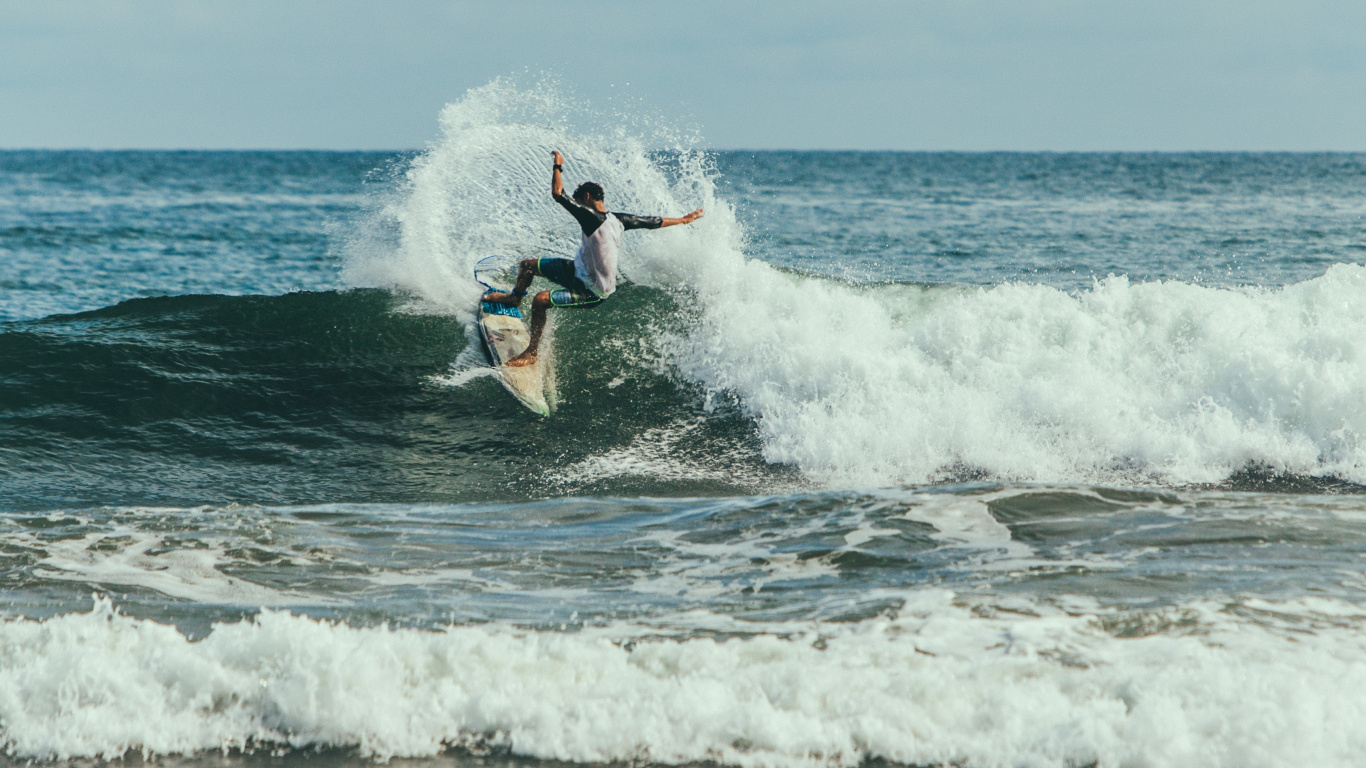 Обои серфинг, доска, волна, ветровая волна, boardsport в разрешении 1366x768