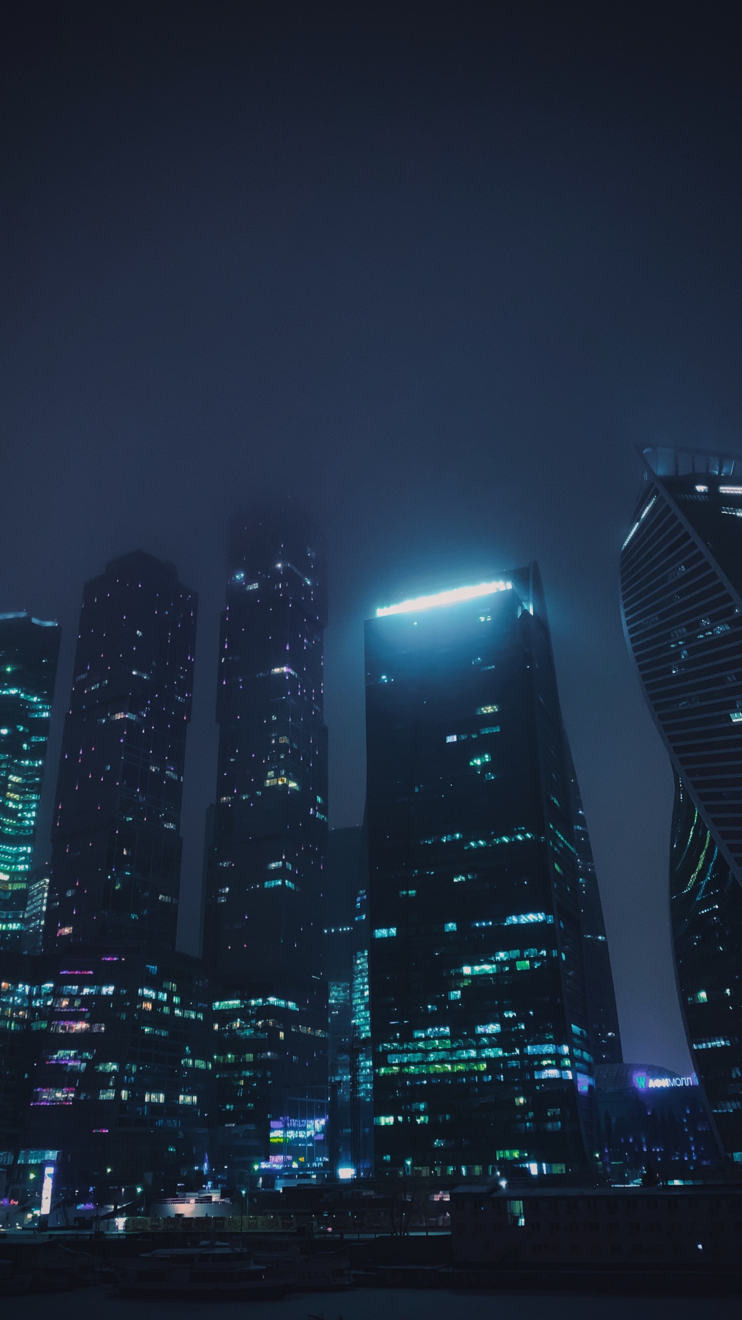 Обои ночь, город, небоскреб, метрополия, городской район в разрешении 1080x1920