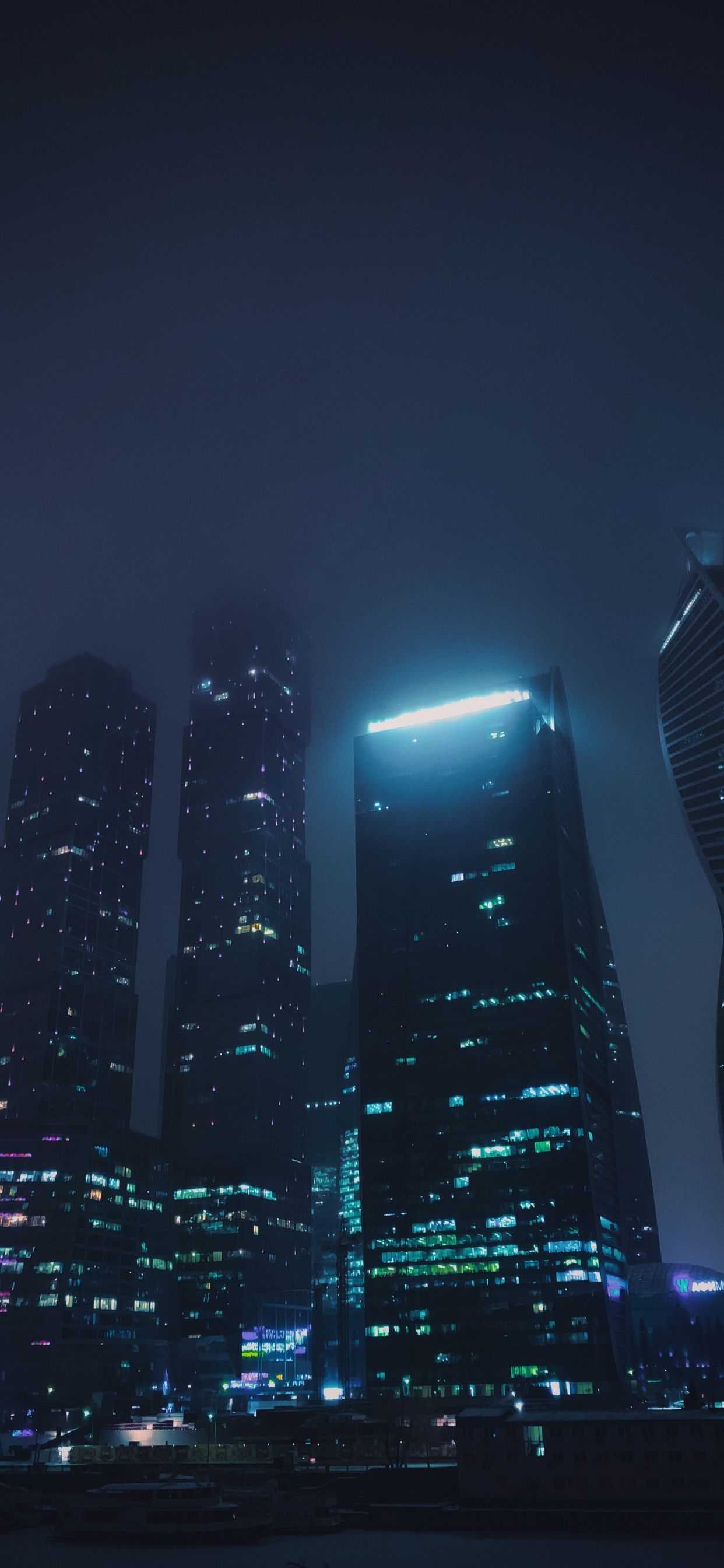 Обои ночь, город, небоскреб, метрополия, городской район в разрешении 1242x2688