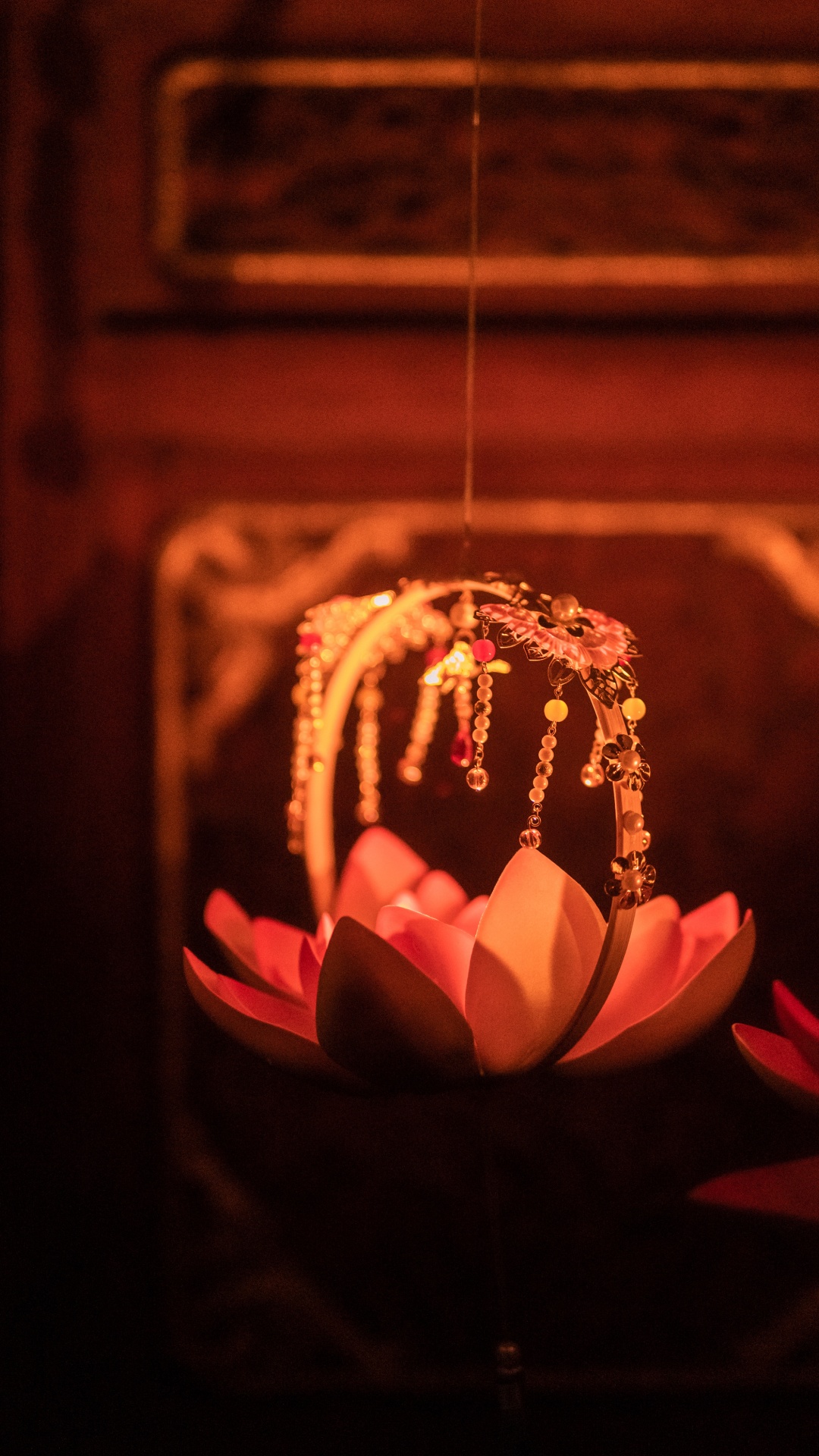 Обои растение, свеча, темнота, свет, отражение в разрешении 1080x1920