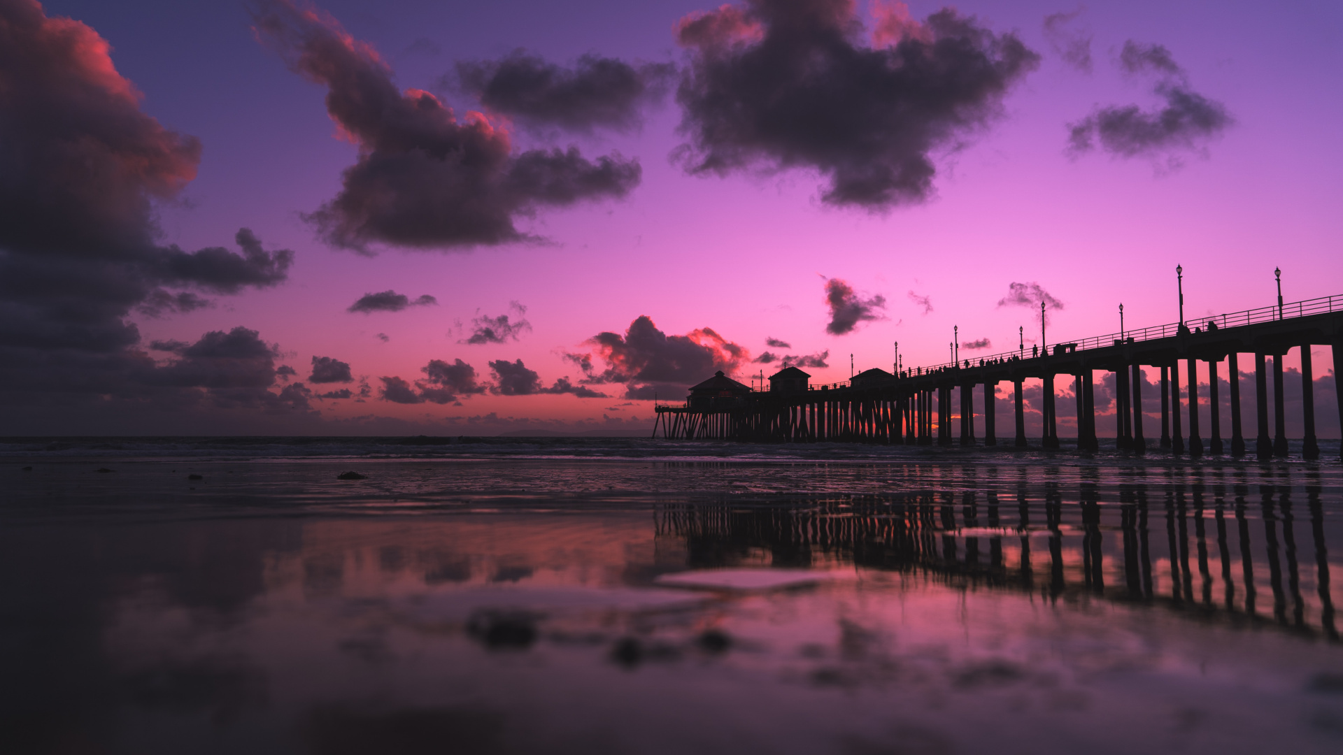 Обои сумрак, синий, восход солнца, море, отражение в разрешении 1920x1080